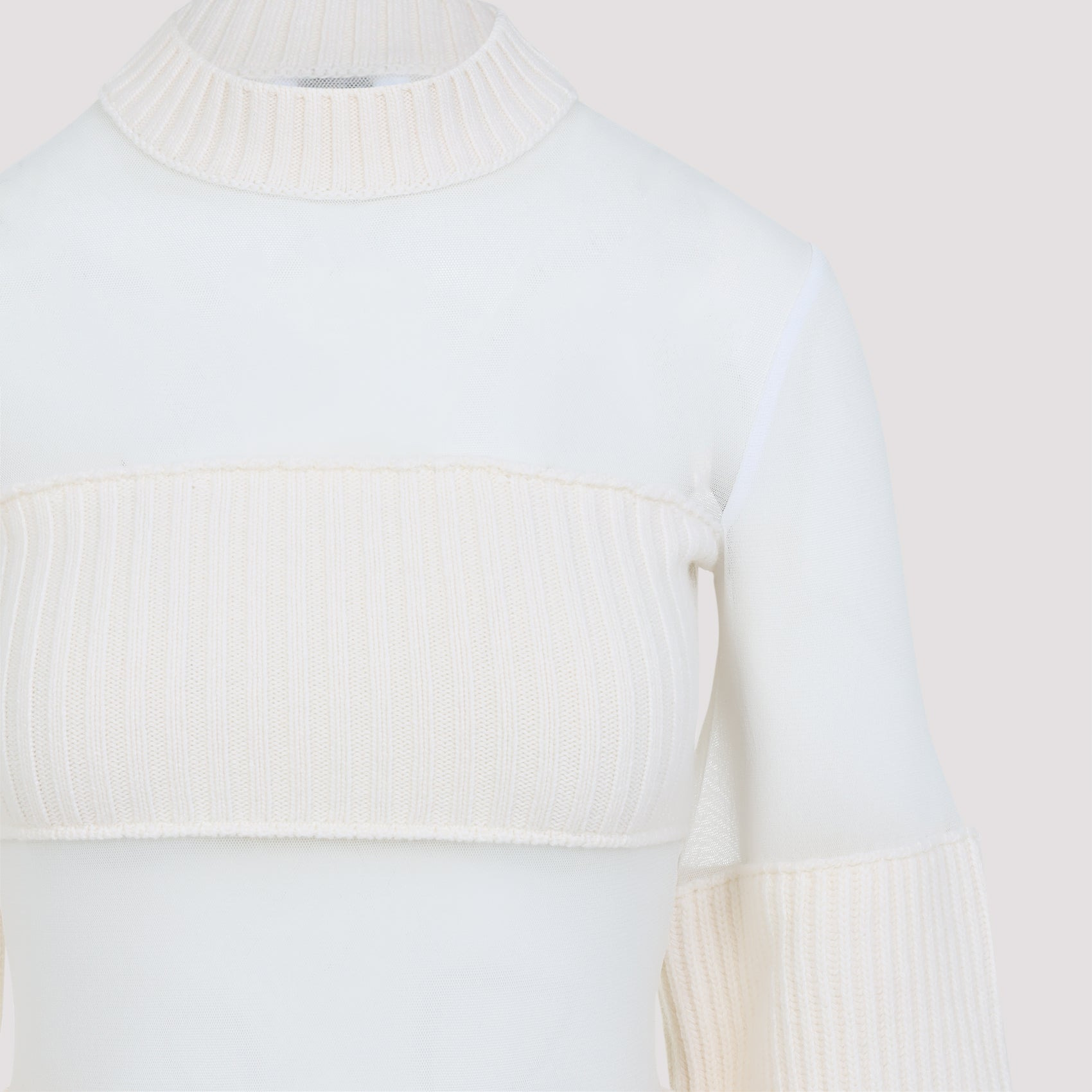 Jean Paul Gaultier Wool Short Dress With Mesh Details Women - 4