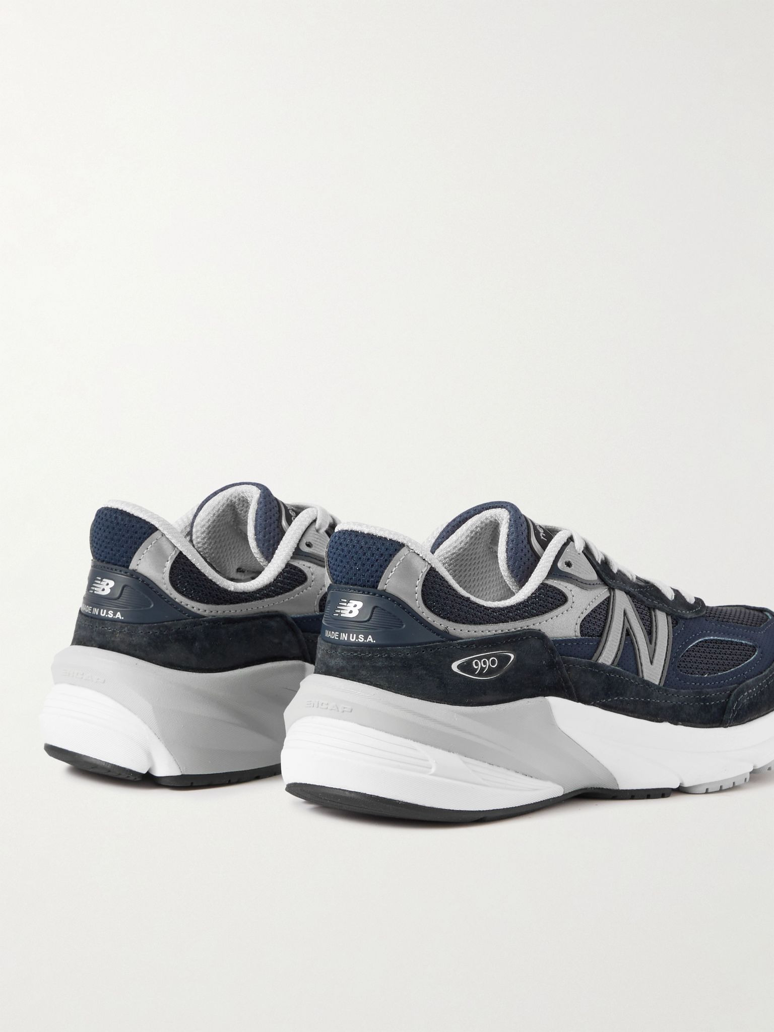 990v6 Leather-Trimmed Suede and Mesh Sneakers Navy - 5