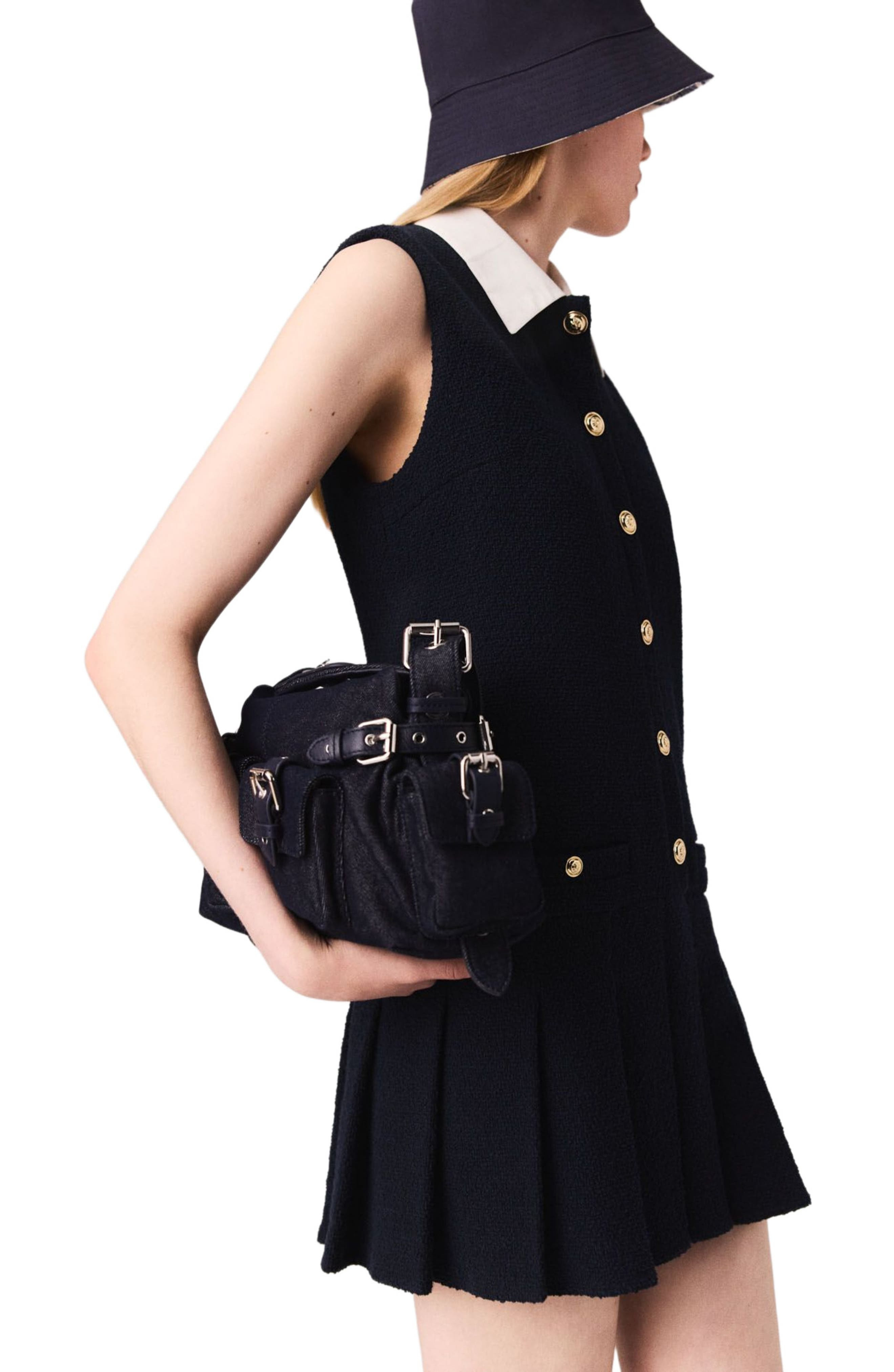 maje Mini tweed dress with removable collar in Navy at Nordstrom - 2
