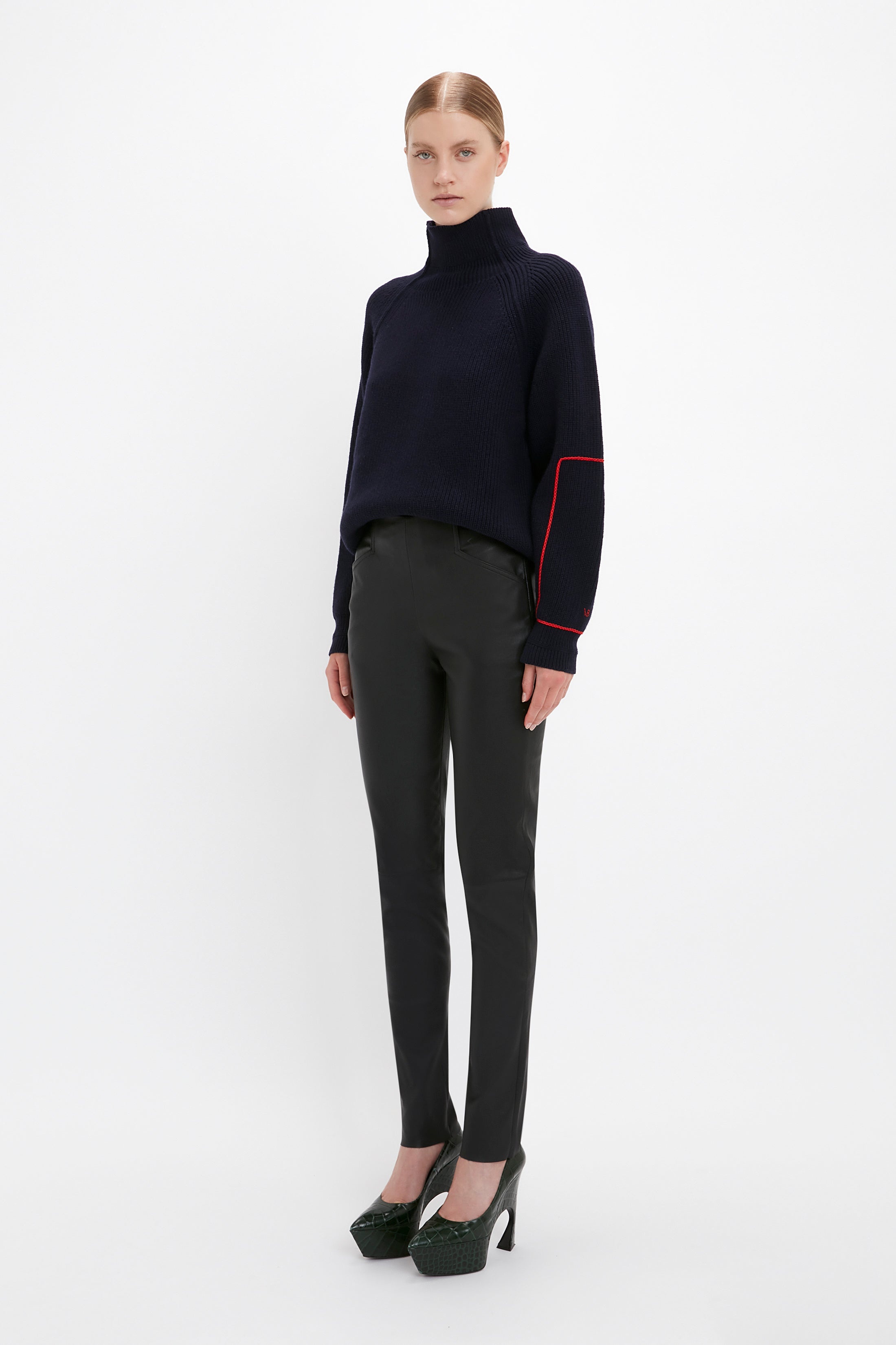 Stretch Leather Legging In Black - 3