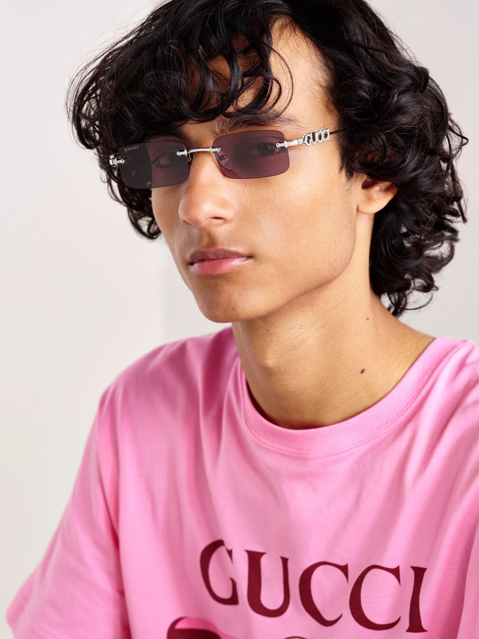 Rectangular-Frame Rimless Silver-Tone Sunglasses Silver - 2