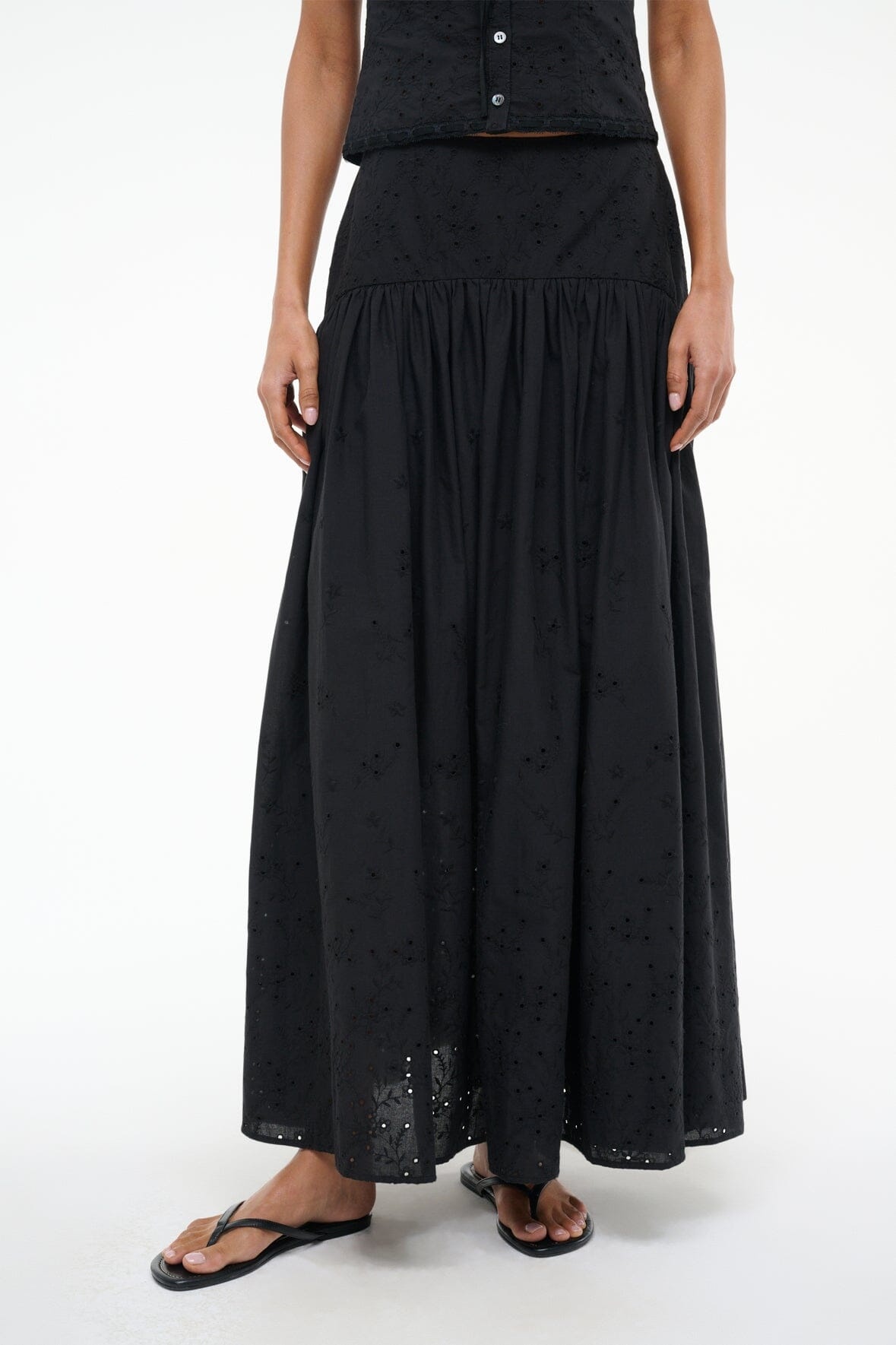 STAUD PROCIDA SKIRT BLACK EYELET - 3