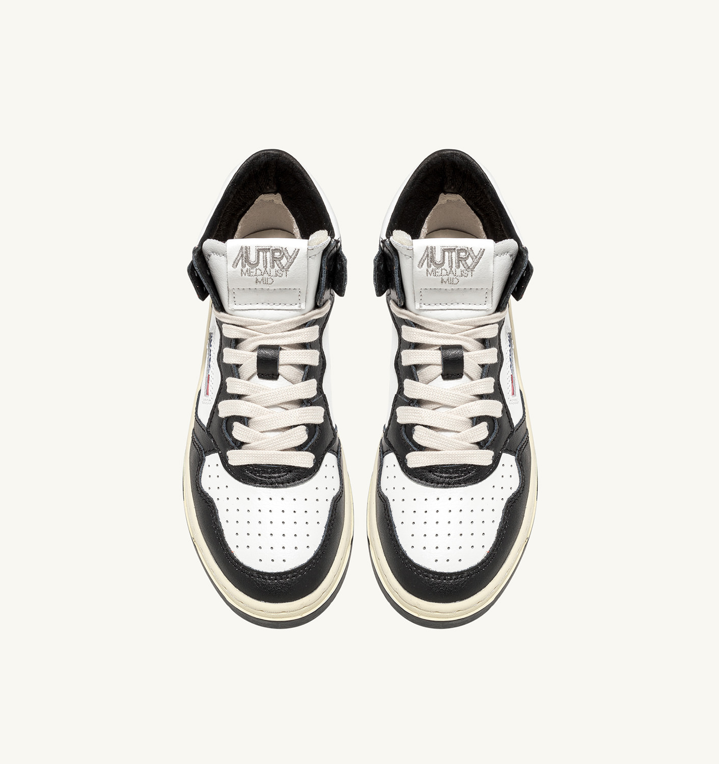 MEDALIST MID BICOLOR SNEAKERS IN WHITE AND BLACK LEATHER - 5