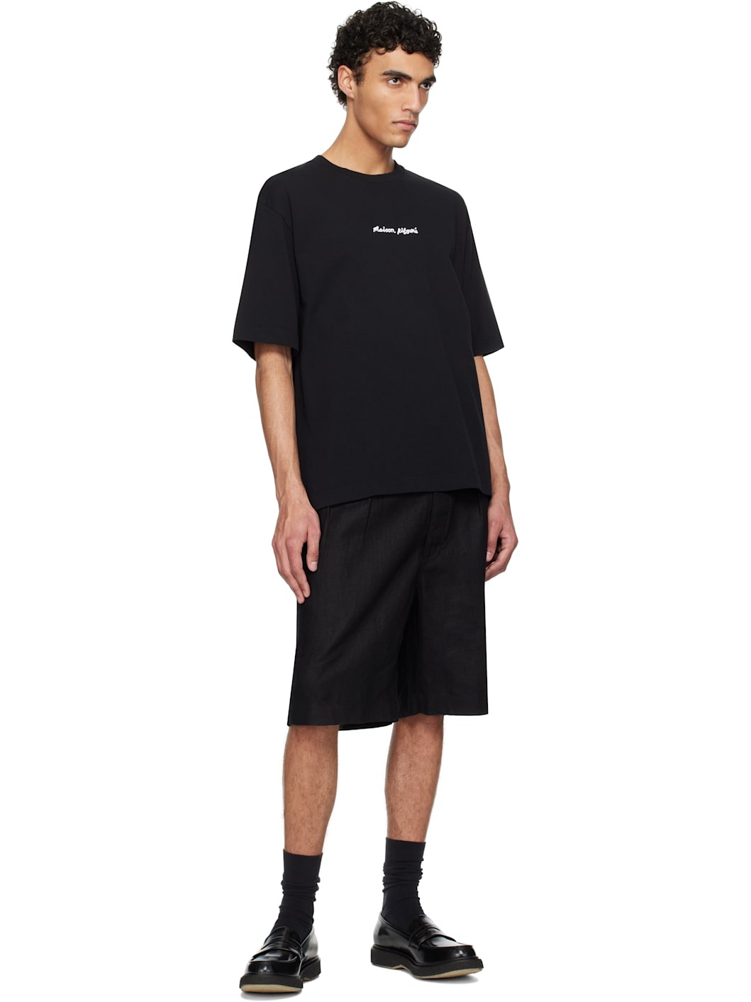 Black '' Line Handwriting Oversize T-shirt - 4