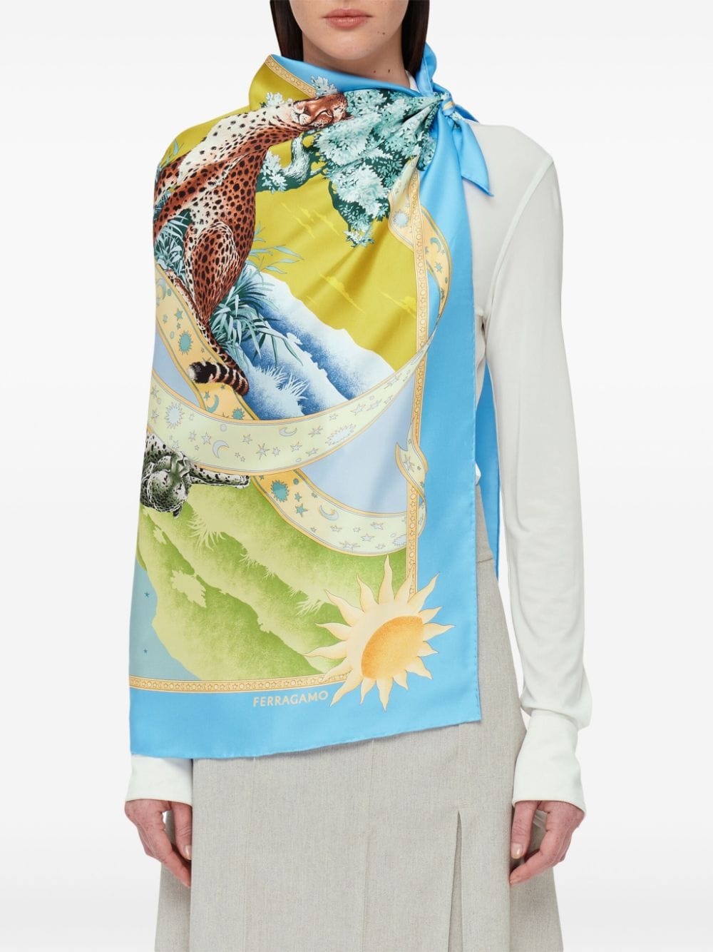 day & night print silk scarf - 3