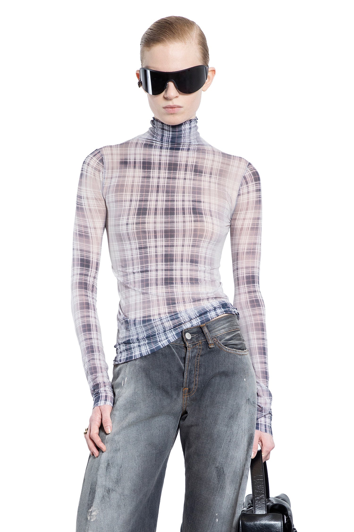 Acne Studios Faded-Check-Tulle-Turtleneck-Top | antonioli