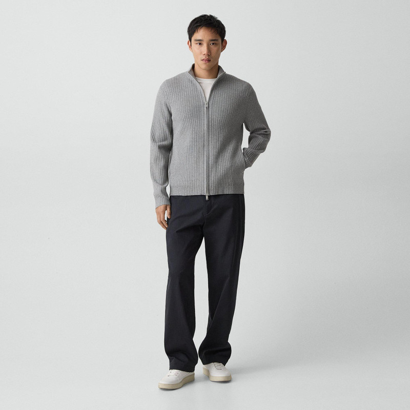 Theory Ribbed Full-Zip Cardigan in Light Bilen outlook