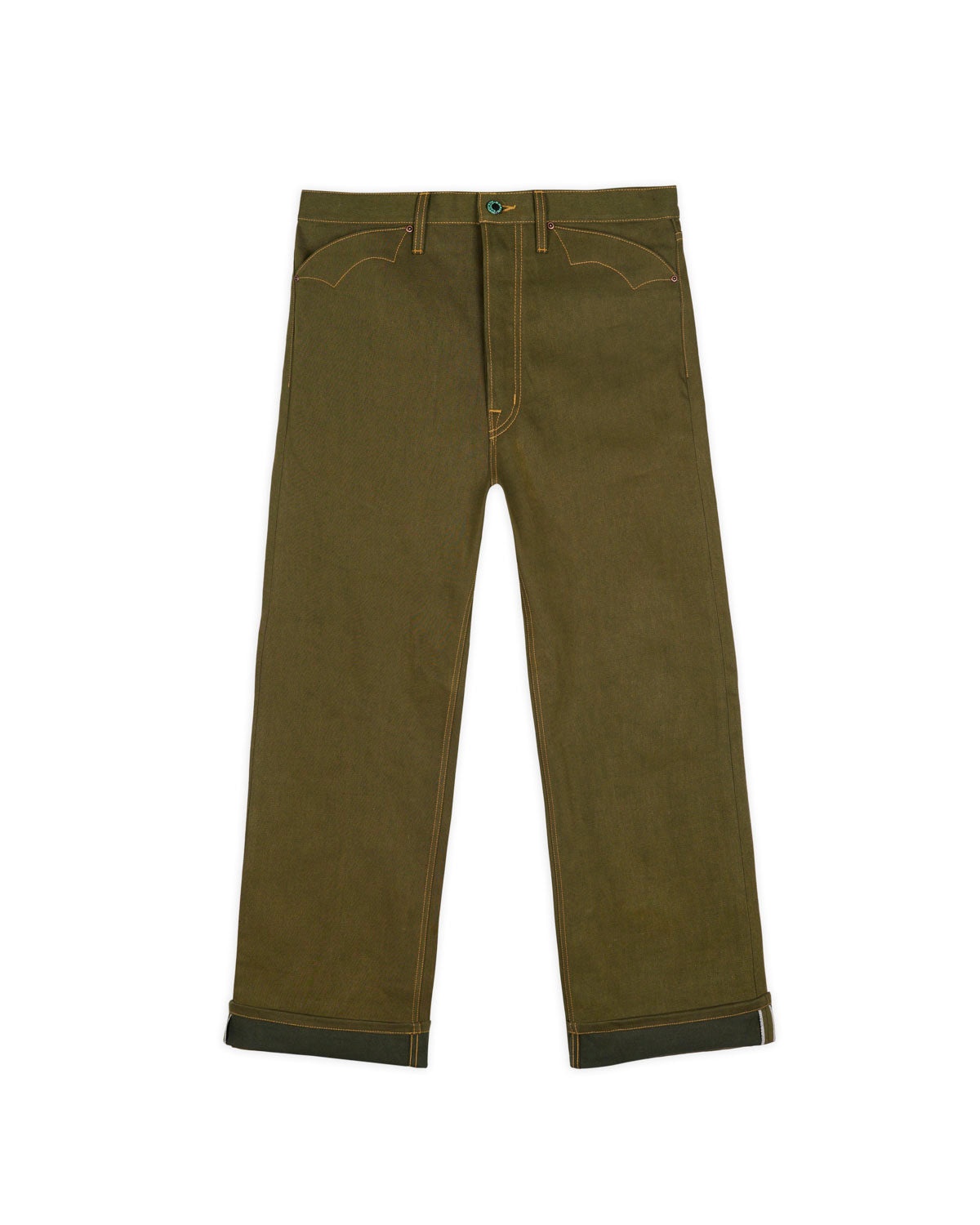 Type 00 13.5oz Selvedge Bull Denim - Olive - 5