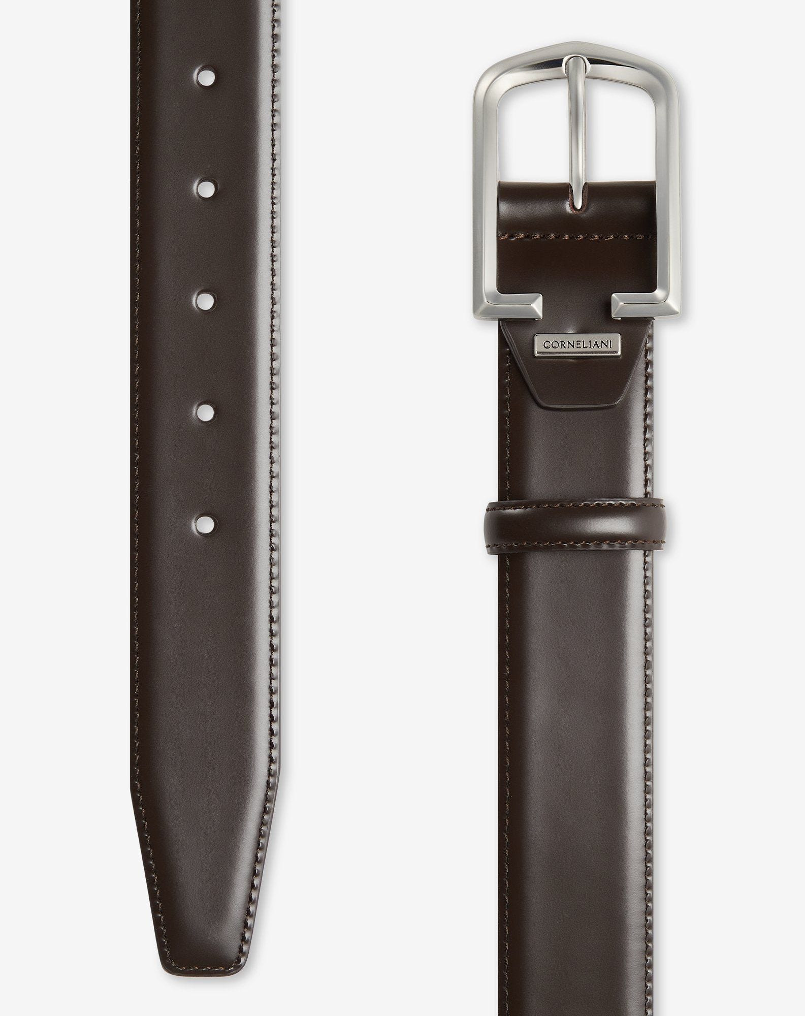 Dark brown brushed leather belt - 3