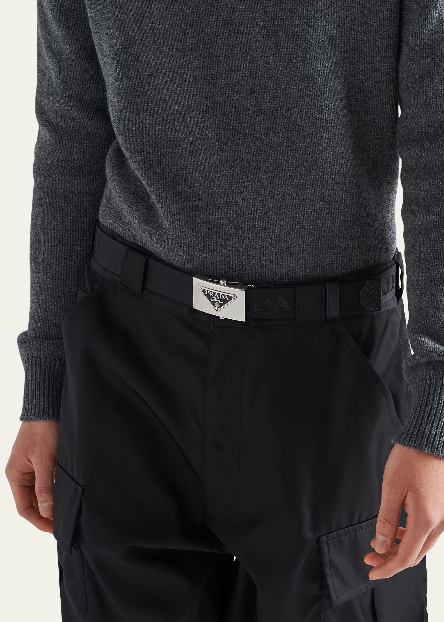 Men's Triangle Logo Nylon Belt - 2