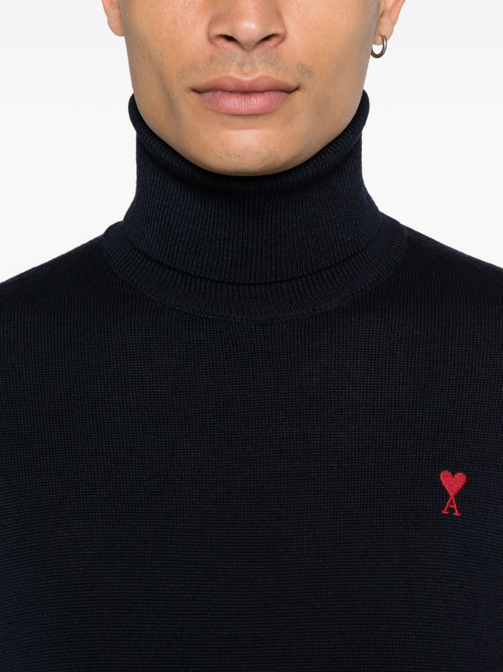 heart-embroidered turtleneck sweater - 5