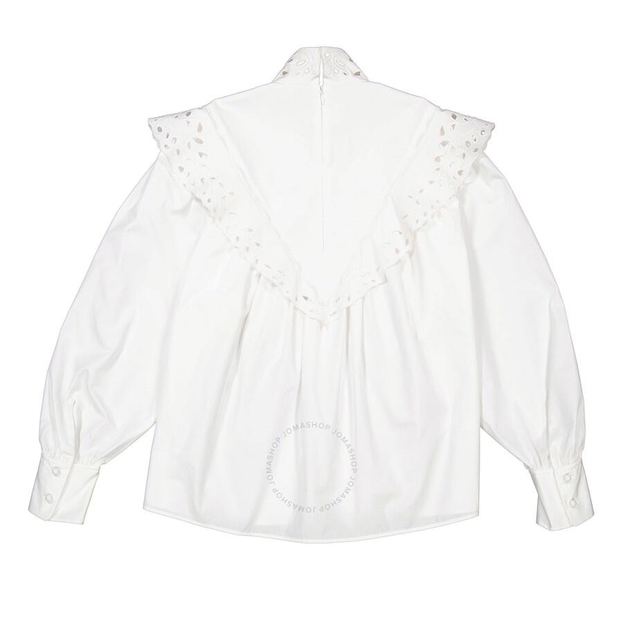 Chloe Ladies White Cotton Poplin High-Neck Shirt - 2