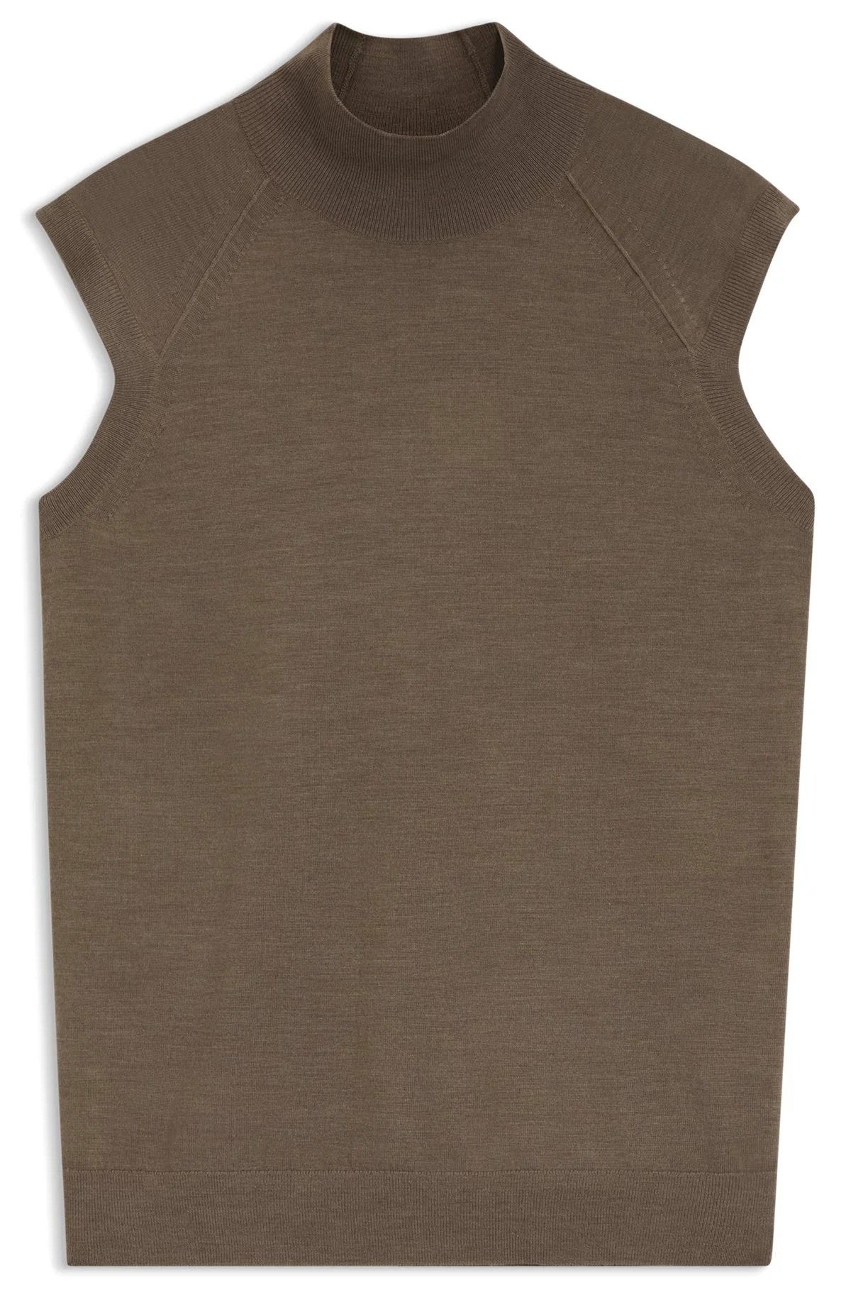SLEEVELESS MOCK-NECK SWEATER IN MERINO WOOL - 1