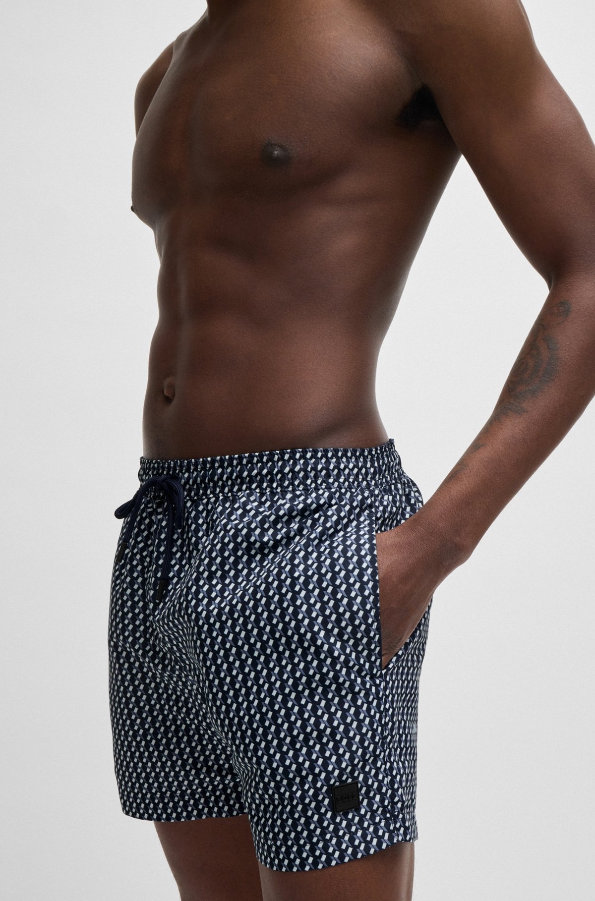 DRAWSTRING-WAIST SWIM SHORTS WITH ALL-OVER PRINT - 3