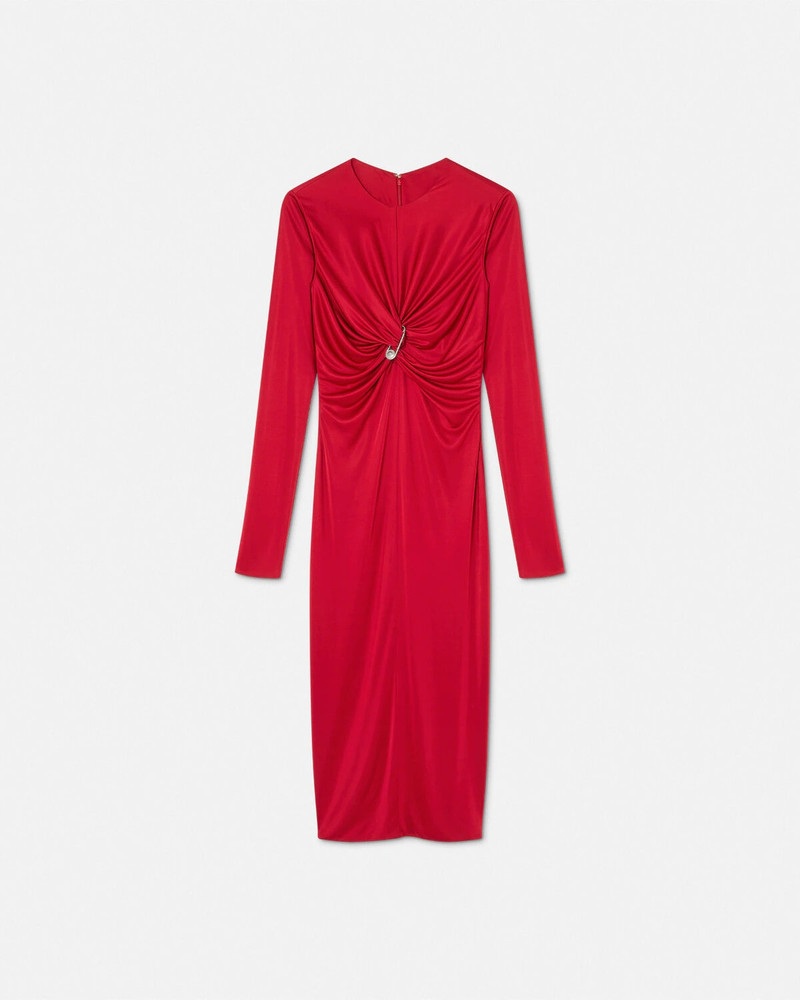 Safety Pin Gathered Fitted Midi Dress - 1