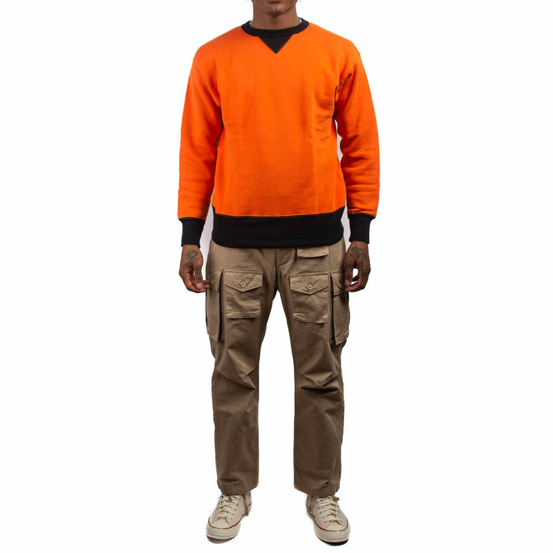 The Real McCoys MC19112 Two-Tone Crewneck Sweatshirt Orange/Black outlook