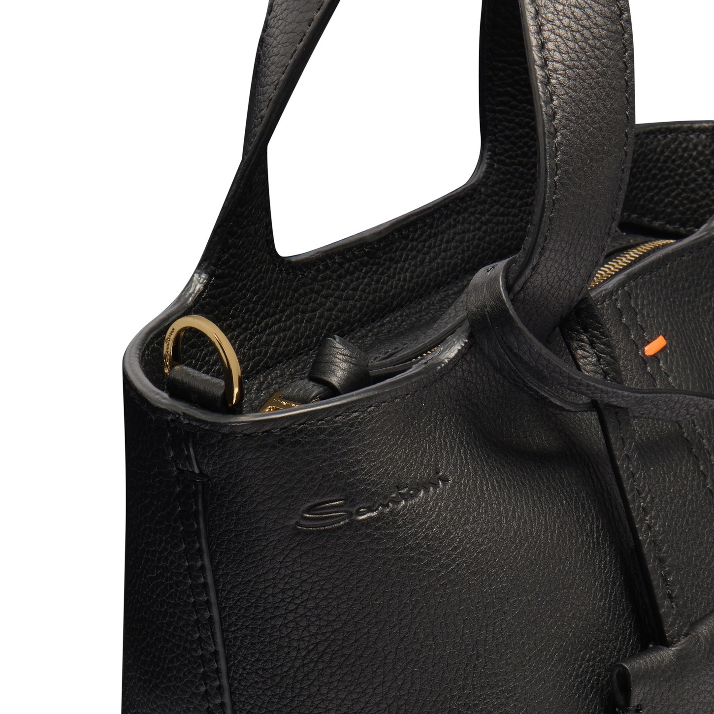 Black tumbled leather handbag - 6