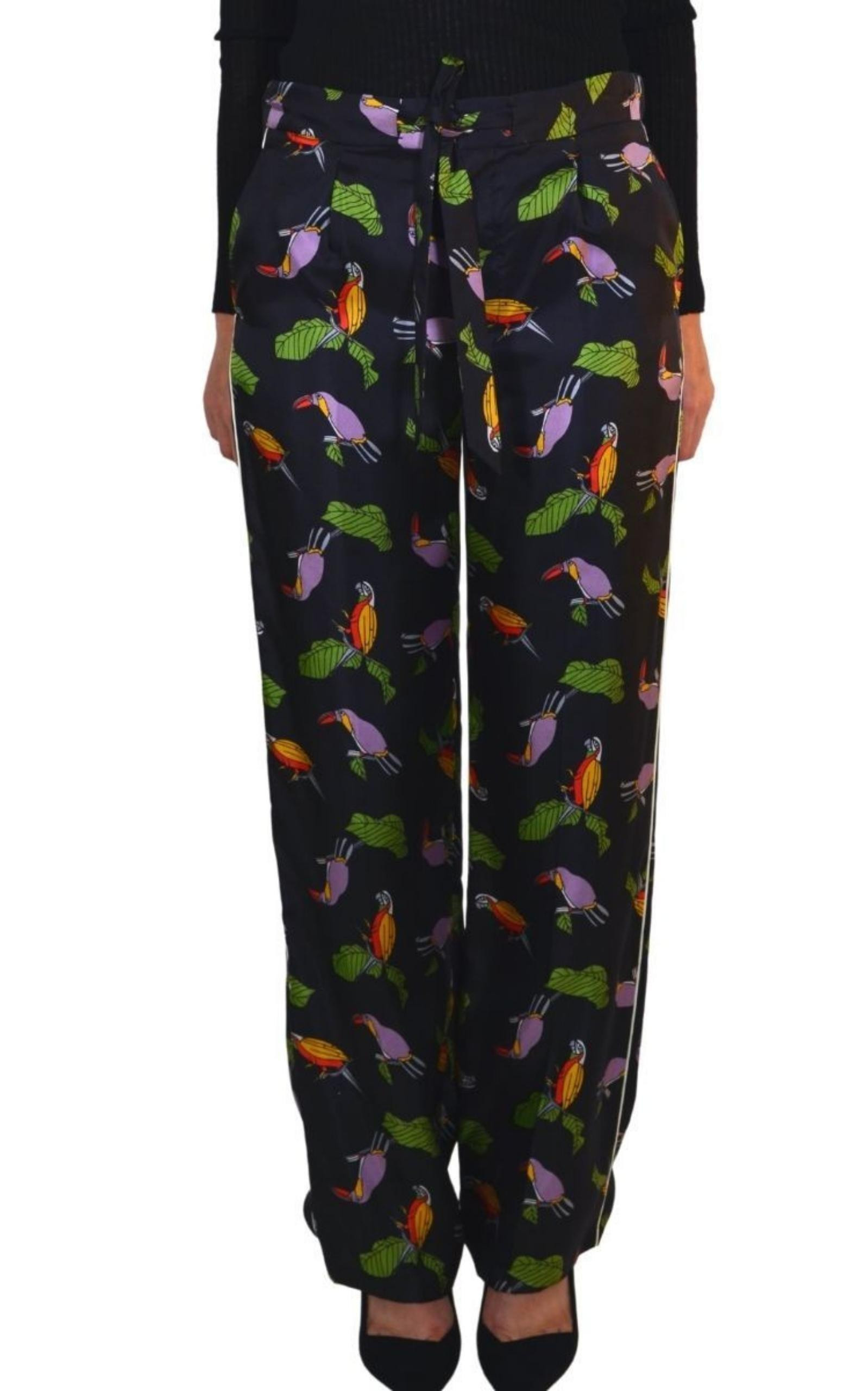Toucan Print Pyjama Silk Pants - 4