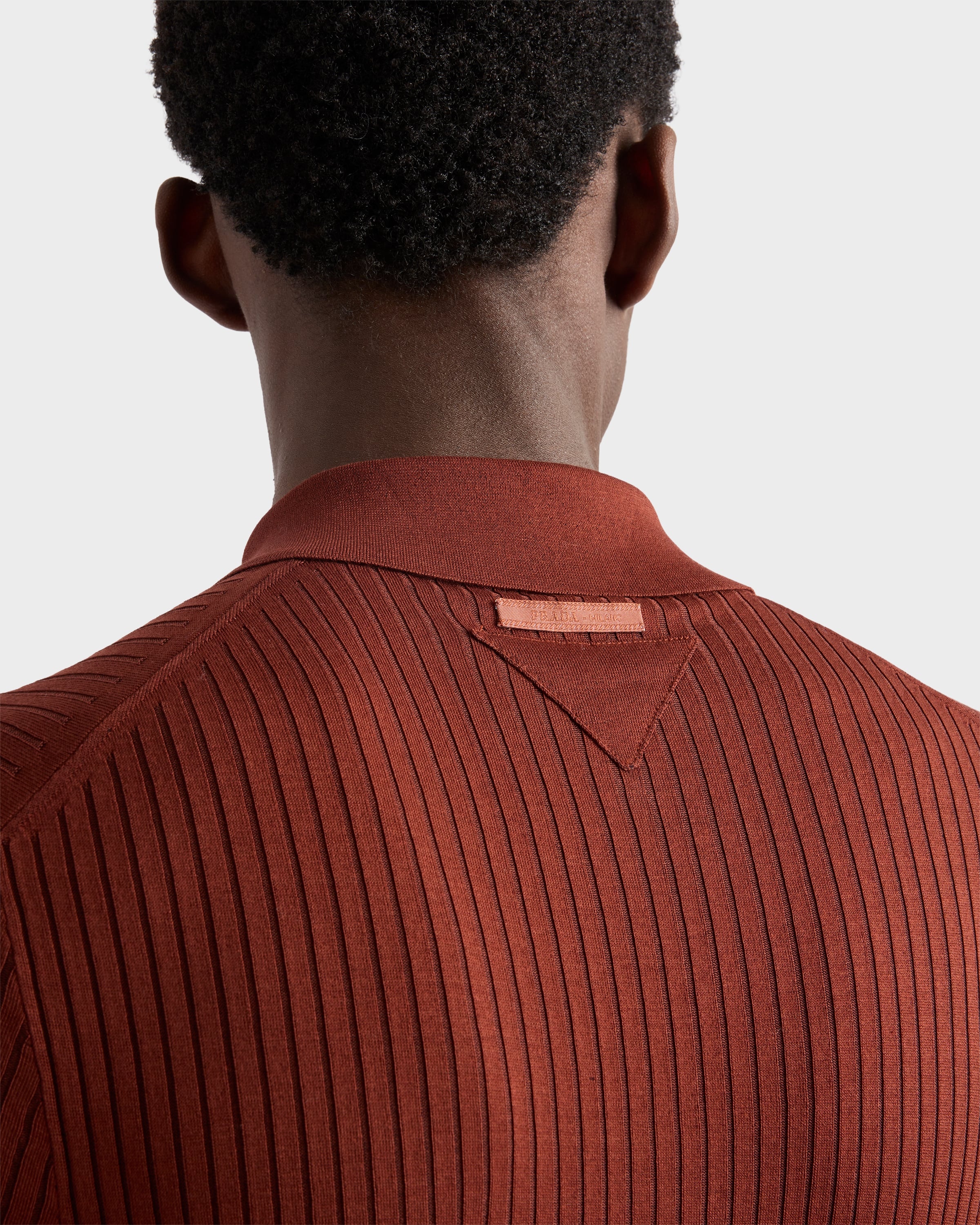 Ribbed knit cotton polo shirt - 3