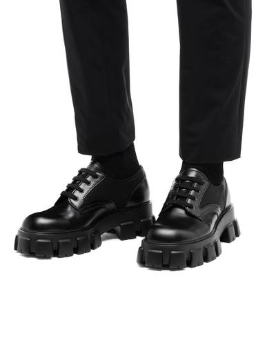 Prada Prada Monolith brushed leather and nylon lace-up shoes outlook