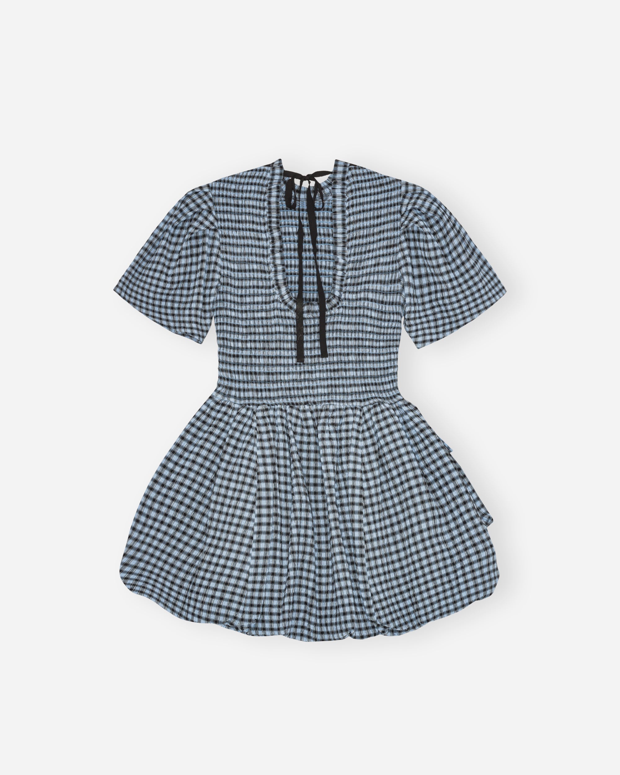 Seersucker Check Mini Smock Dress - 3