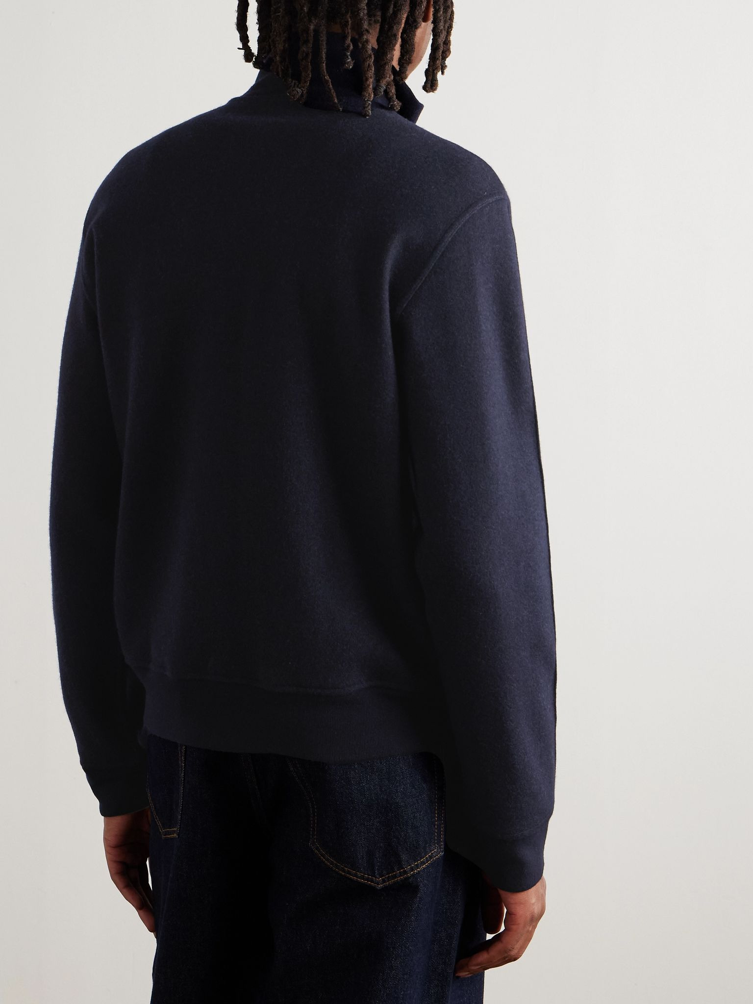 Logo-Appliquéd Wool-Blend Track Jacket Navy - 4