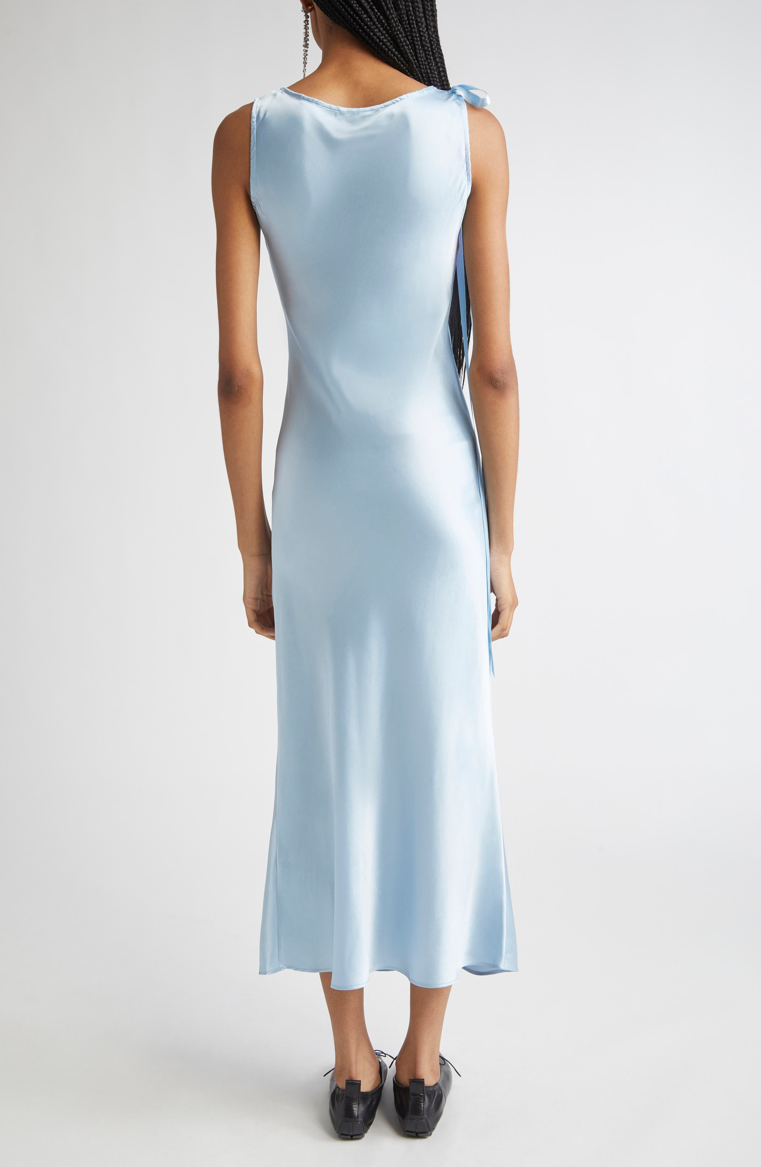 Simone Rocha Bow Detail Silk Satin Dress in Baby Blue at Nordstrom - 3