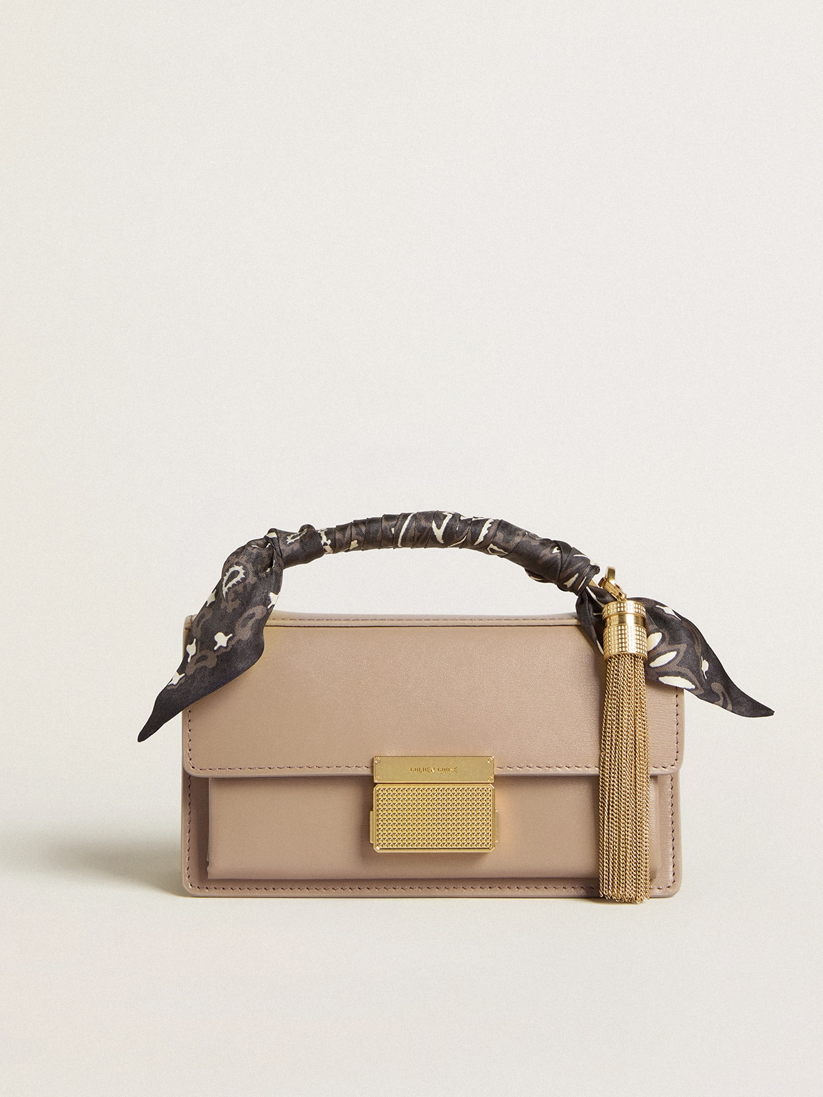 Small Venezia Bag in beige boarded leather with gold details - 6