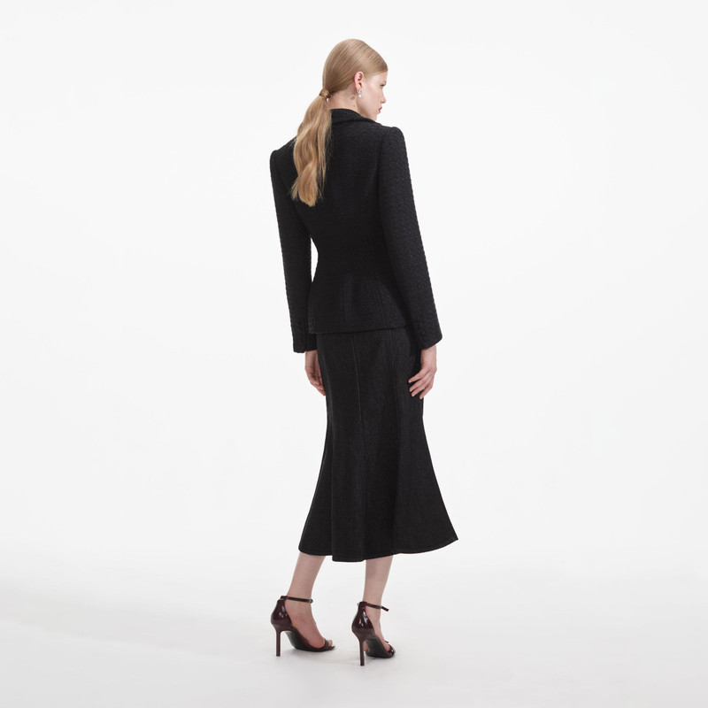 self-portrait Black Boucle Jacket outlook
