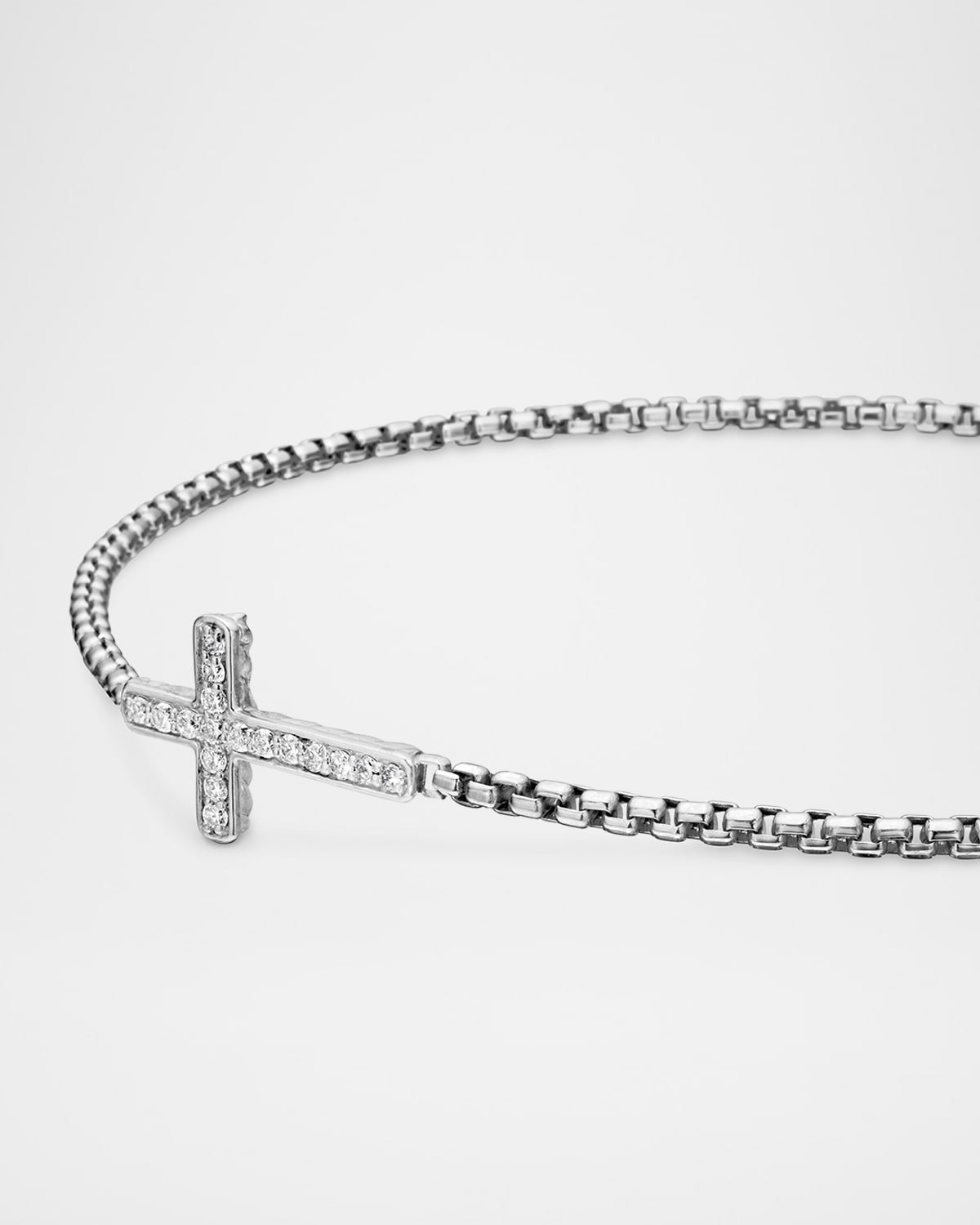 Cross Chain Bracelet with Diamonds in Silver, 1.7mm - 4