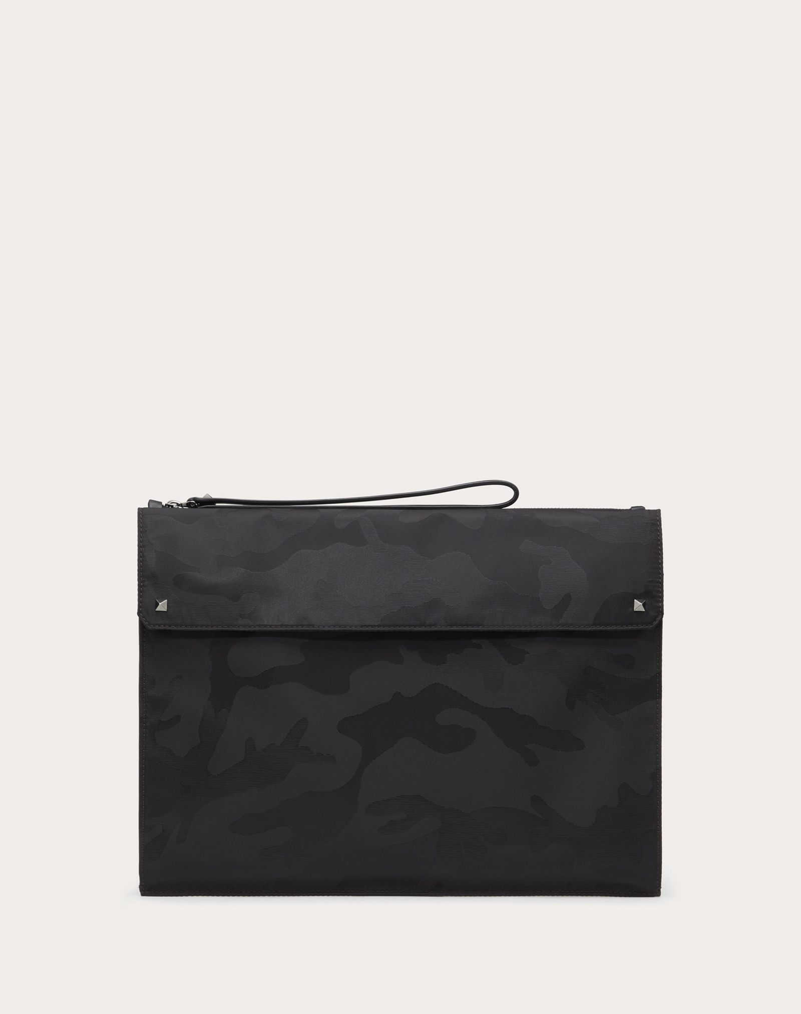 LARGE NYLON CAMOUFLAGE NOIR CLUTCH - 1