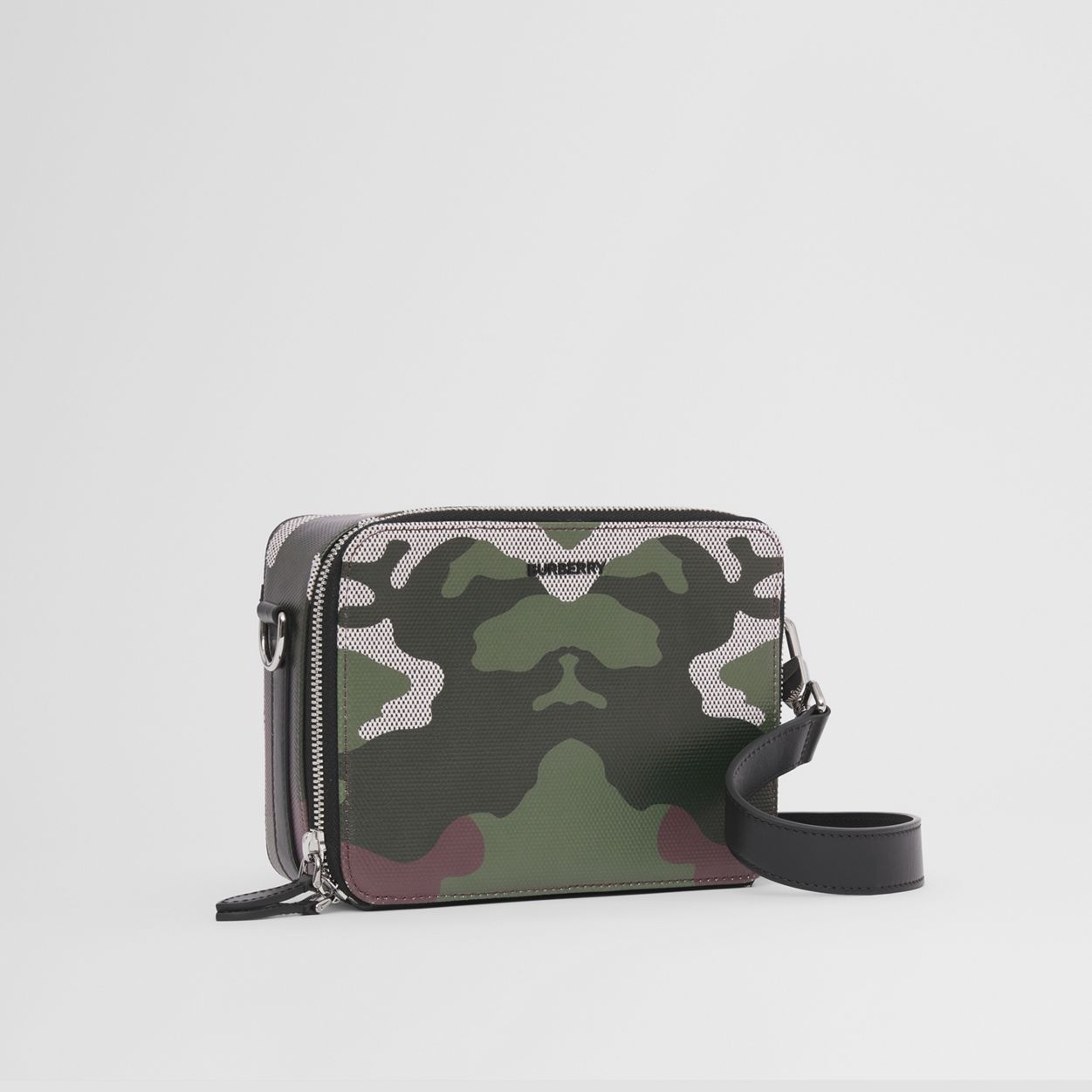 Camouflage Print Canvas and Leather Crossbody Bag - 7