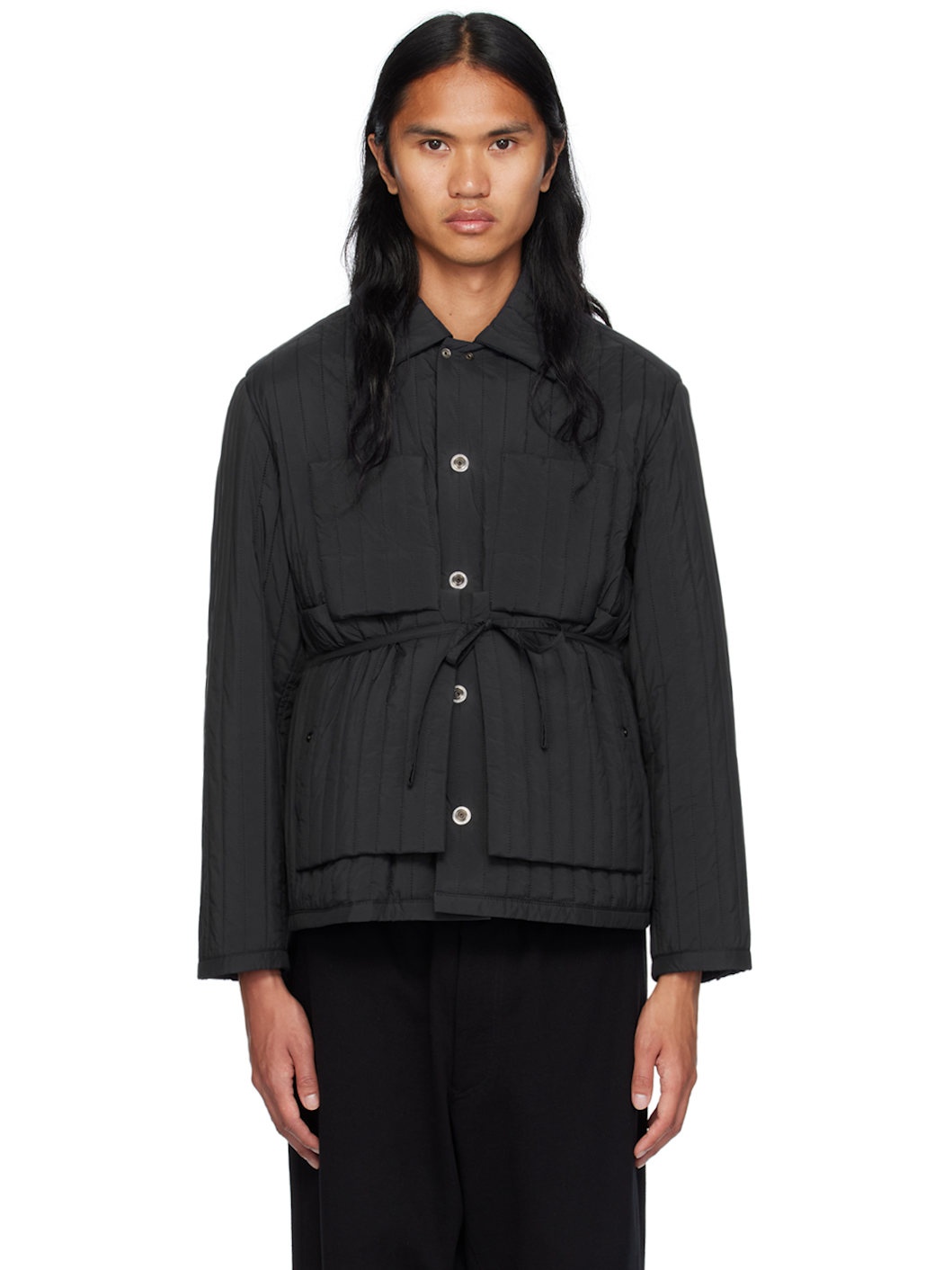 Black Quilted Worker Jacket - 1