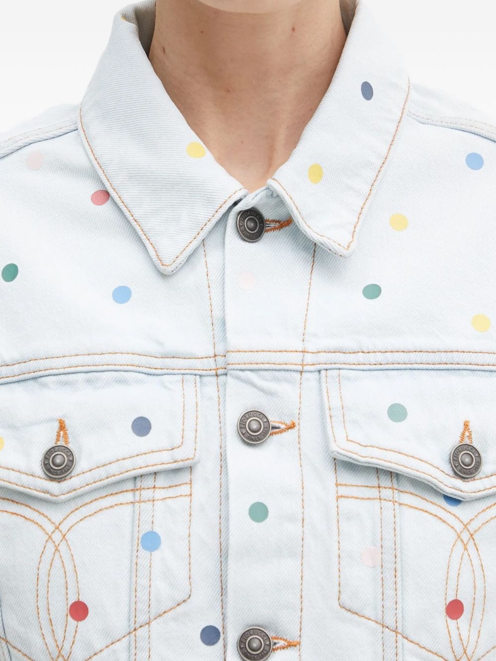 polka-dot denim jacket - 5