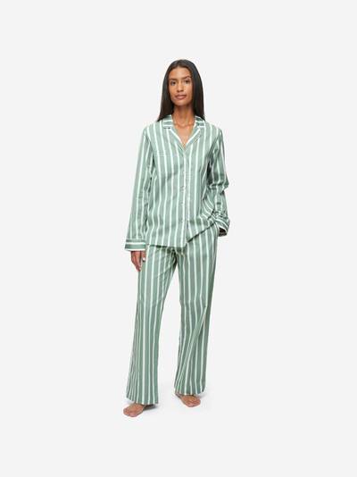 Derek Rose Women's Pyjamas Royal 219 Cotton Satin Green outlook
