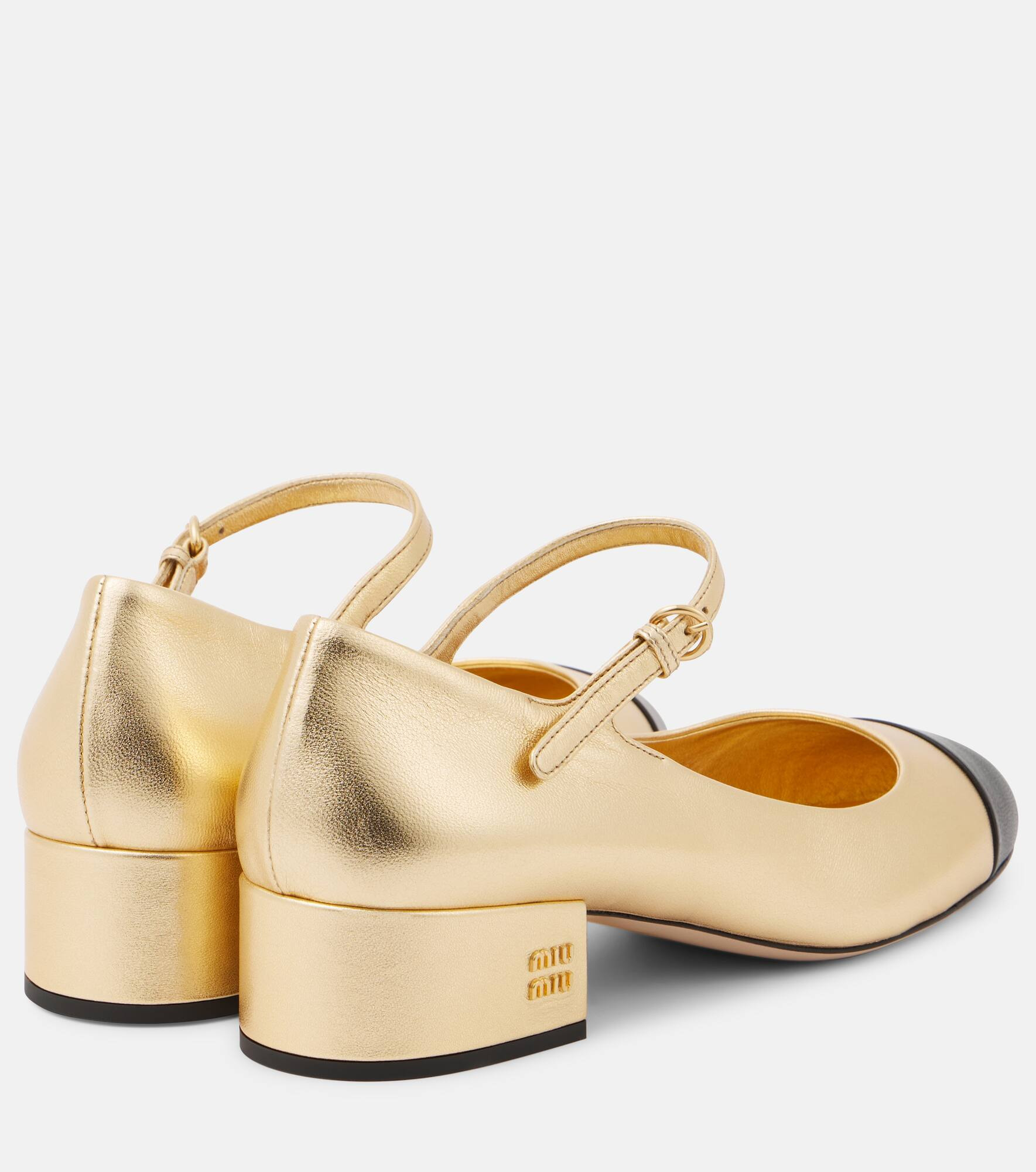Metallic leather Mary Jane pumps - 3