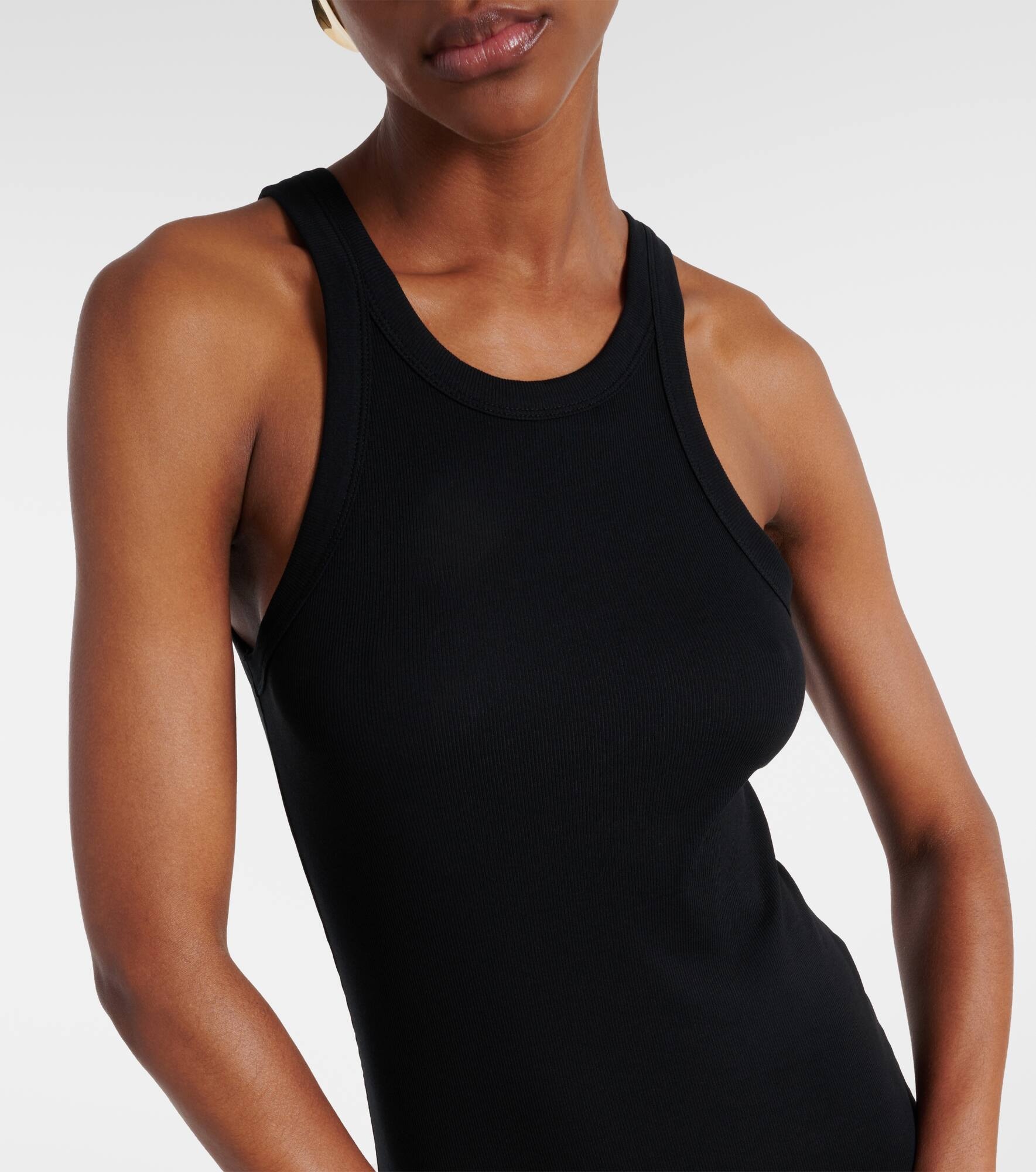 Ribbed-knit cotton-blend jersey midi dress - 4