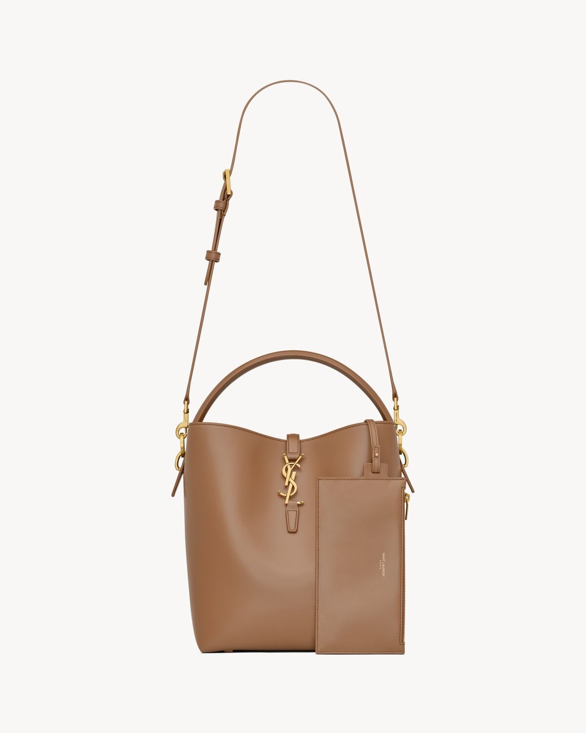 【関税＆送料込み】Saint Laurent Le 37 In Shiny Leather Bag Saint Laurent - Le 37 Black Shiny Leather Bucket Bag