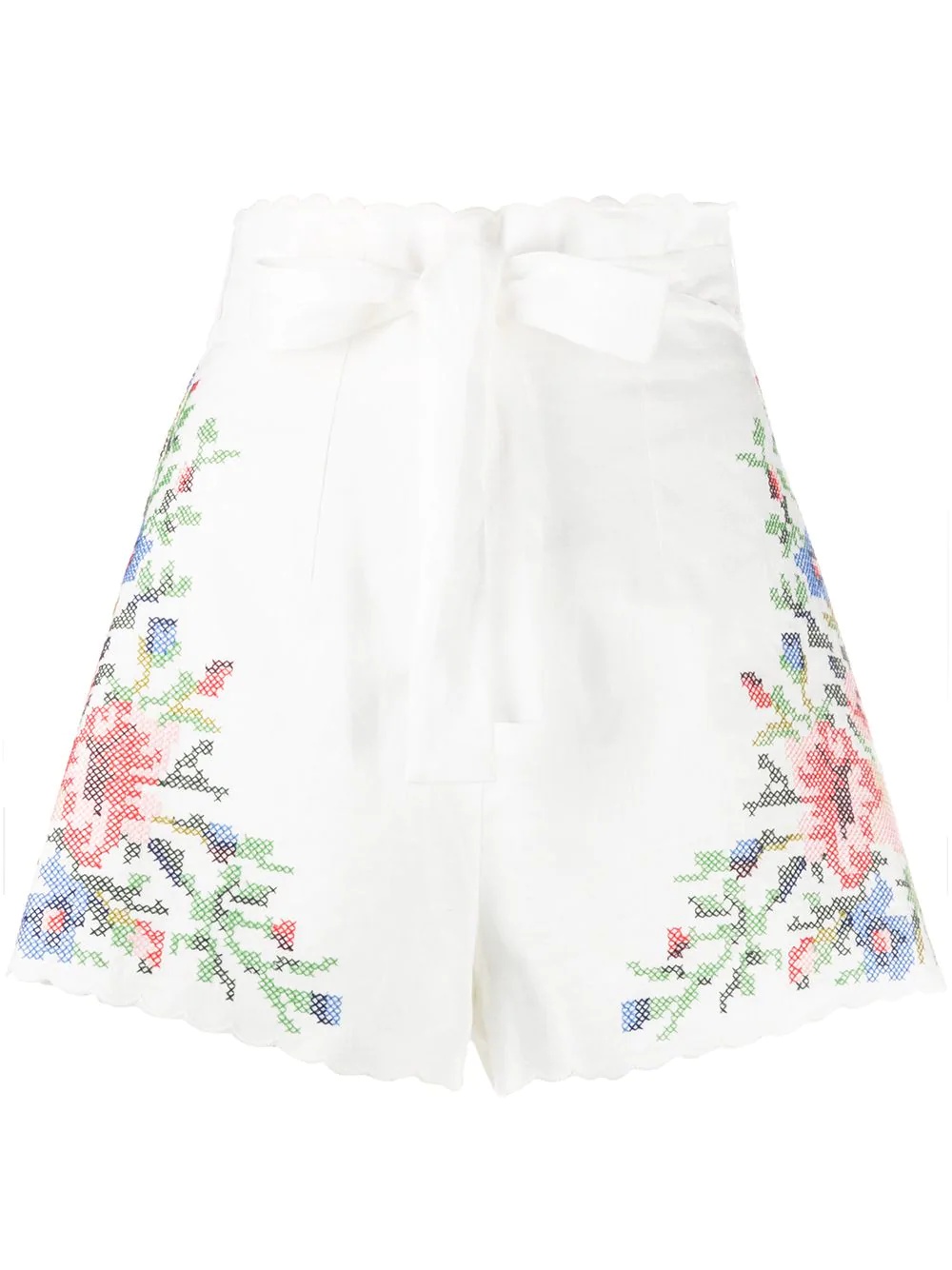 floral embroidered shorts - 1