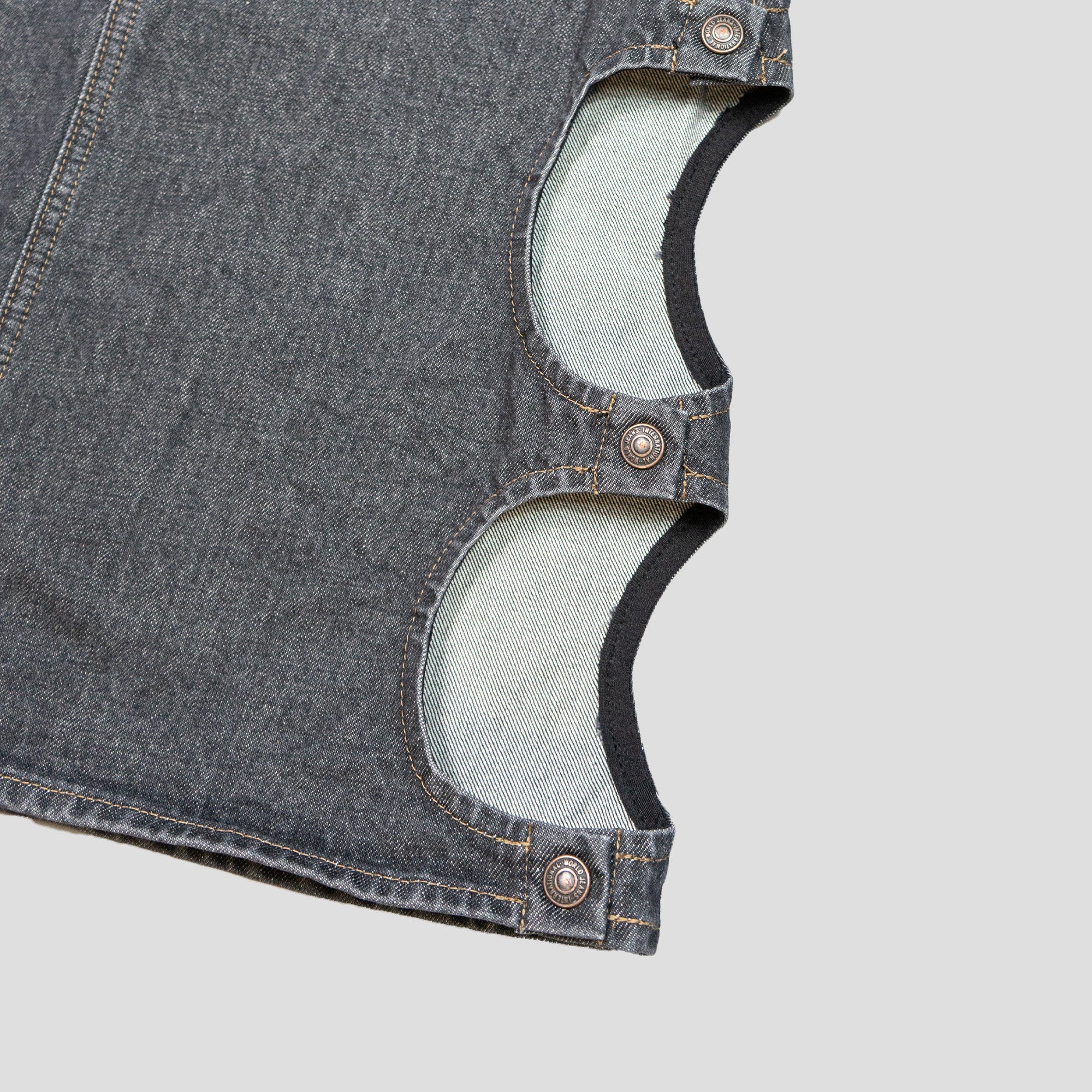 14oz BLACK DENIM FREE WHEEL SKIRT - 2
