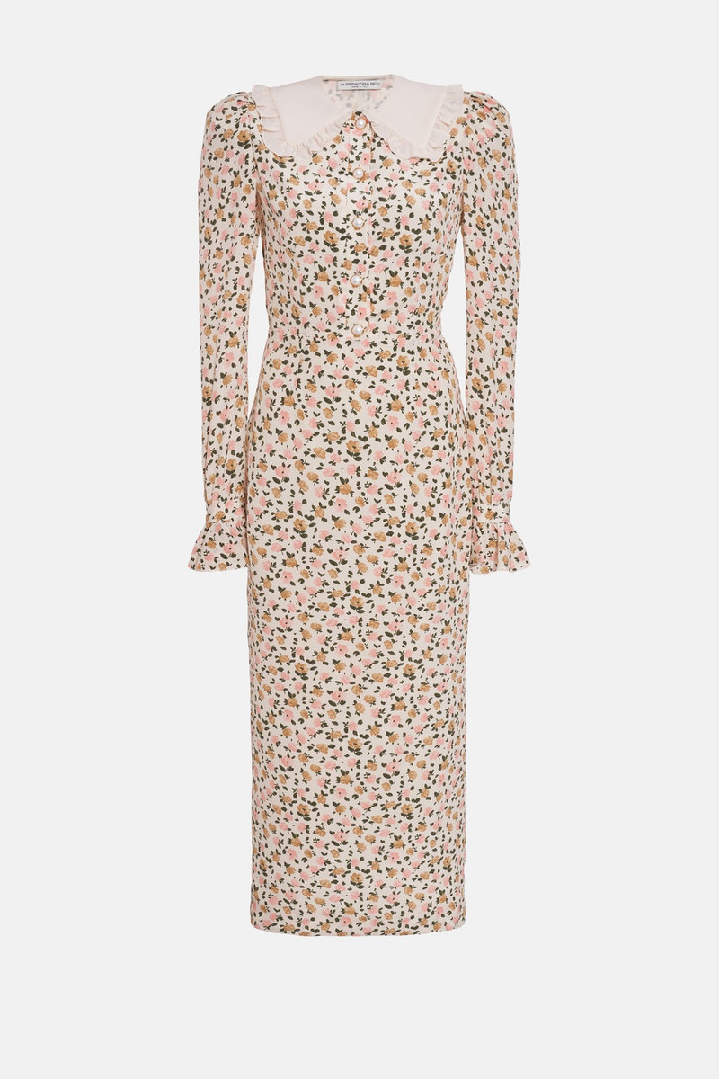 꽃 PRINT SILK 드레스와 단추 1
