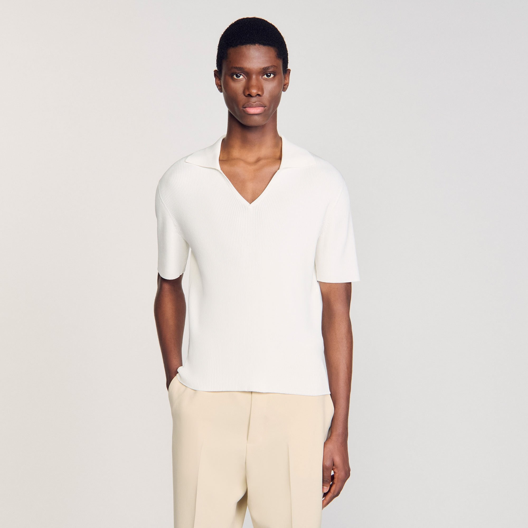 RIB KNIT POLO SHIRT - 4