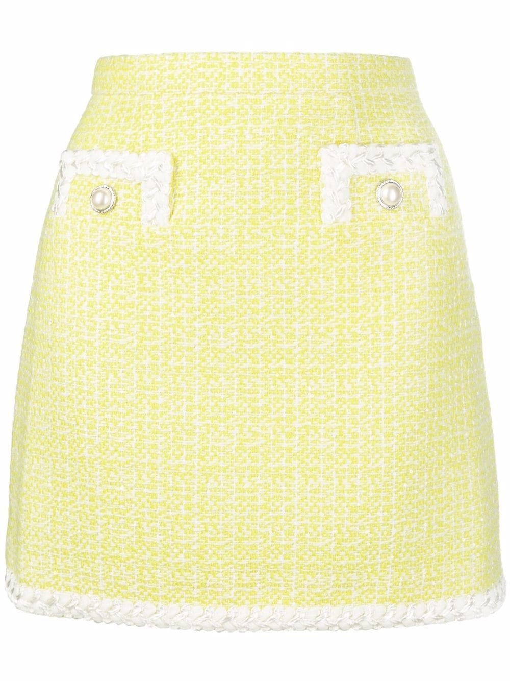 contrast-trim tweed skirt - 1