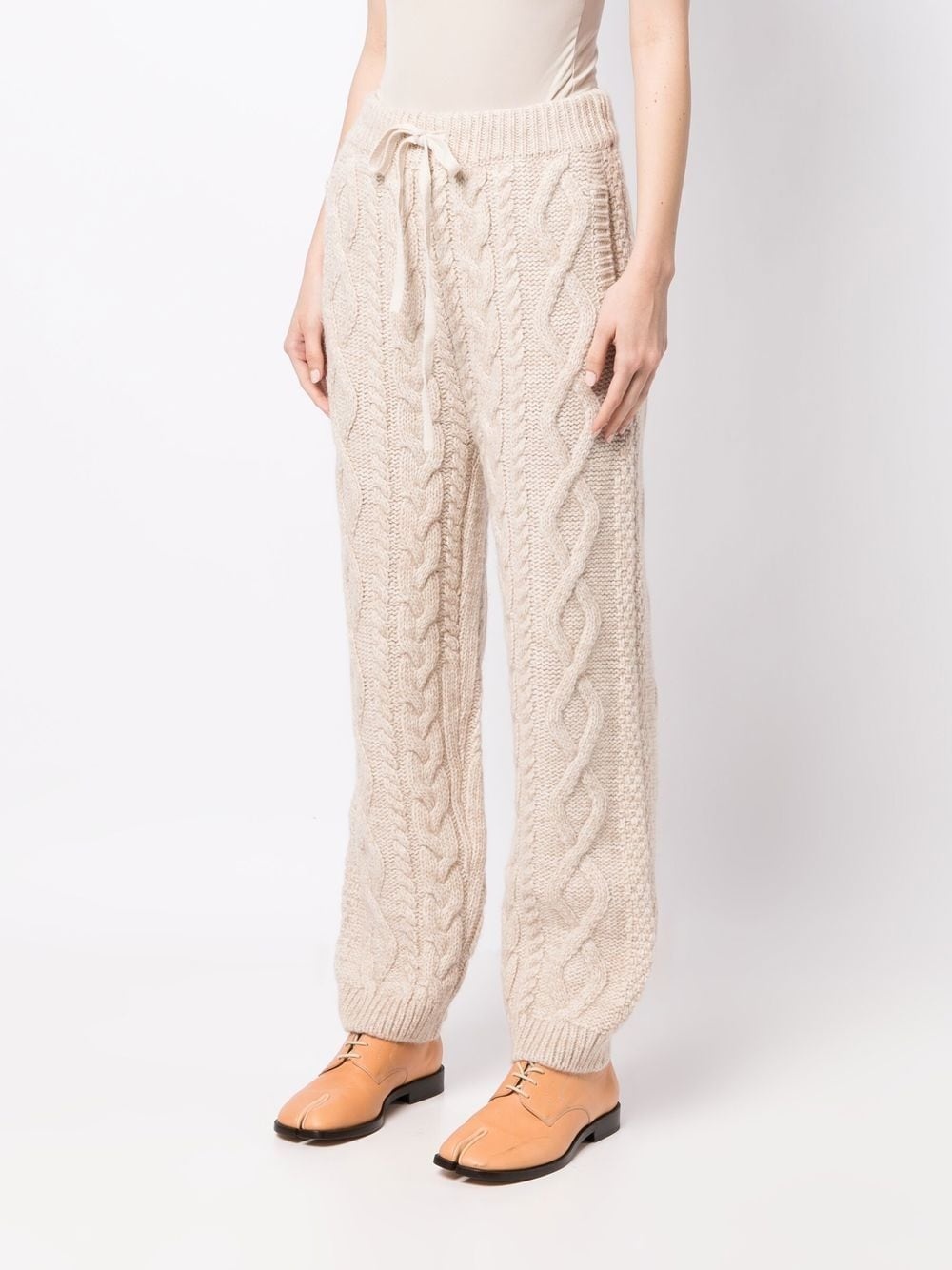 cable-knit straight trousers - 3