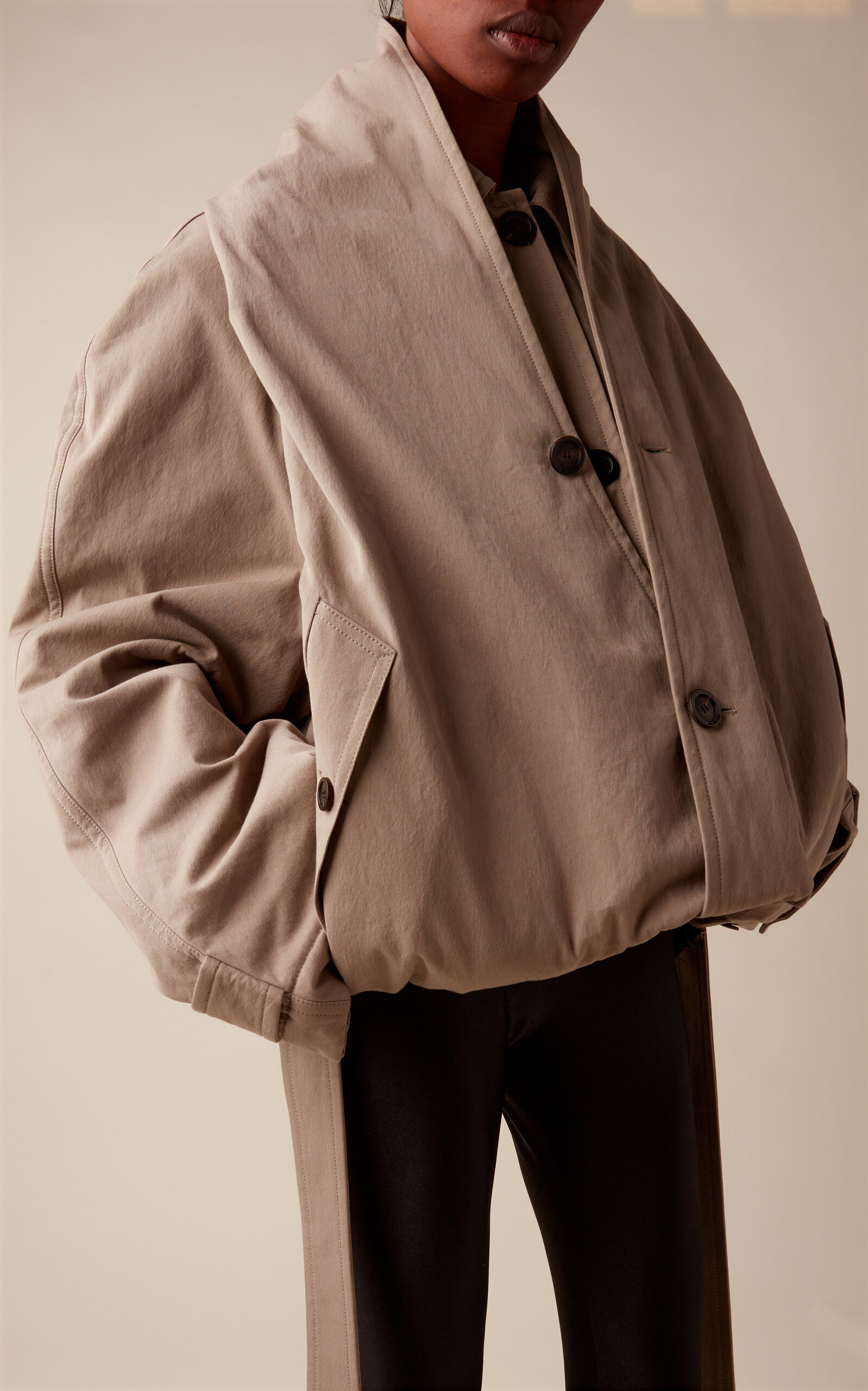 Hooded Cotton-Twill Trench Coat neutral - 3