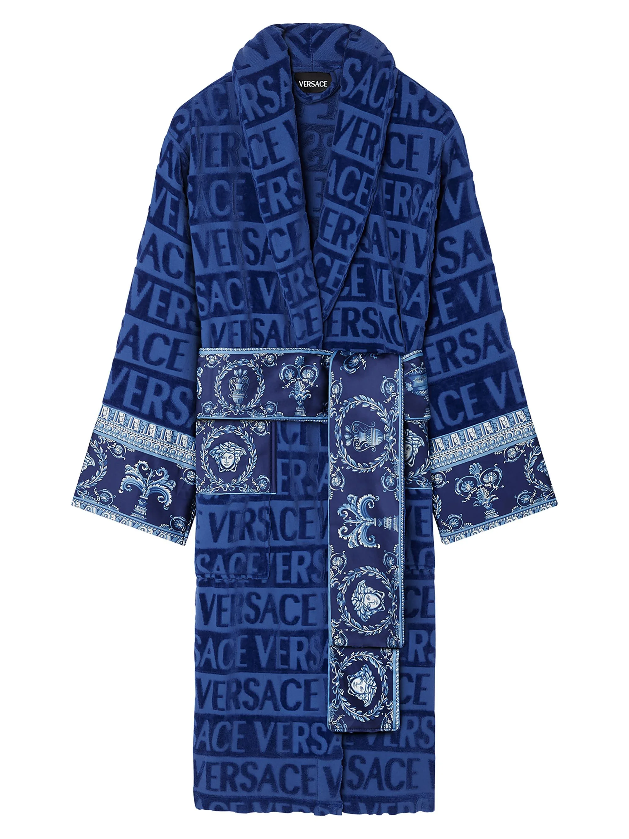 Men's I Heart Baroque Cotton Terry Bathrobe - Sodalite Blue - 1