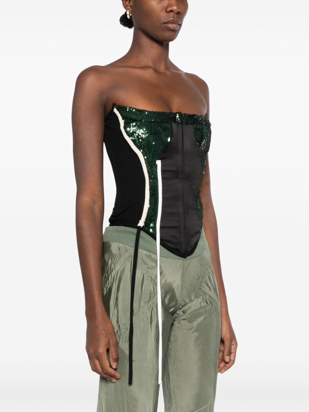 sequin-embellished strapless corset vest - 3