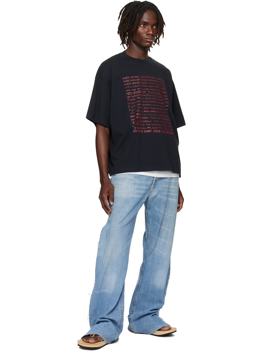 Black 'Fuck' Regular T-shirt - 4