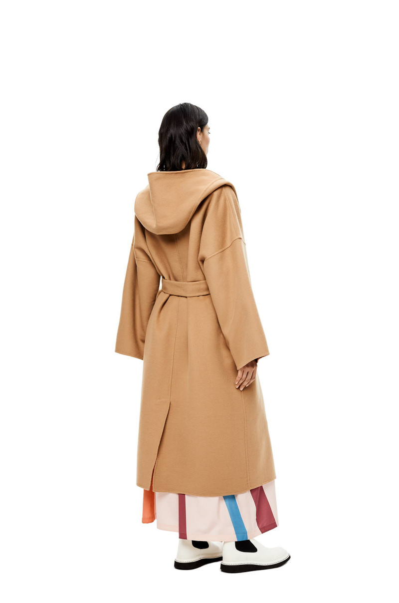 Anagram jacquard hooded coat in wool 4