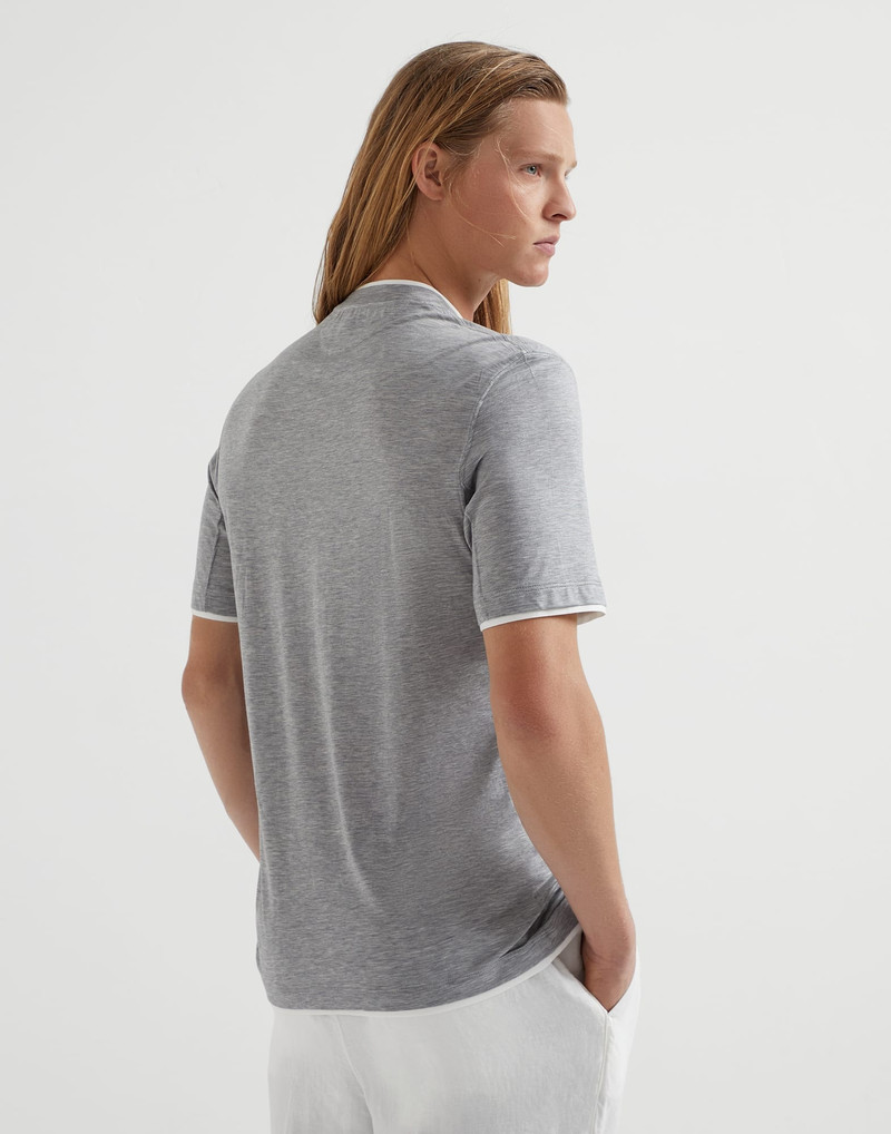 Brunello Cucinelli Silk and cotton jersey crew neck T-shirt with faux-layering outlook